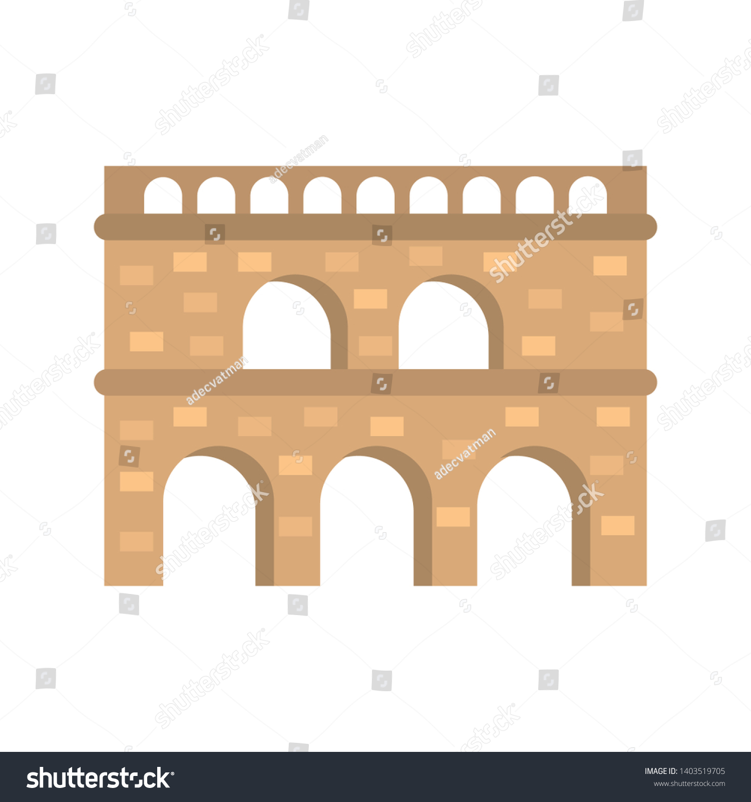 SVG of Roman aqueduct color vector icon. Flat design svg