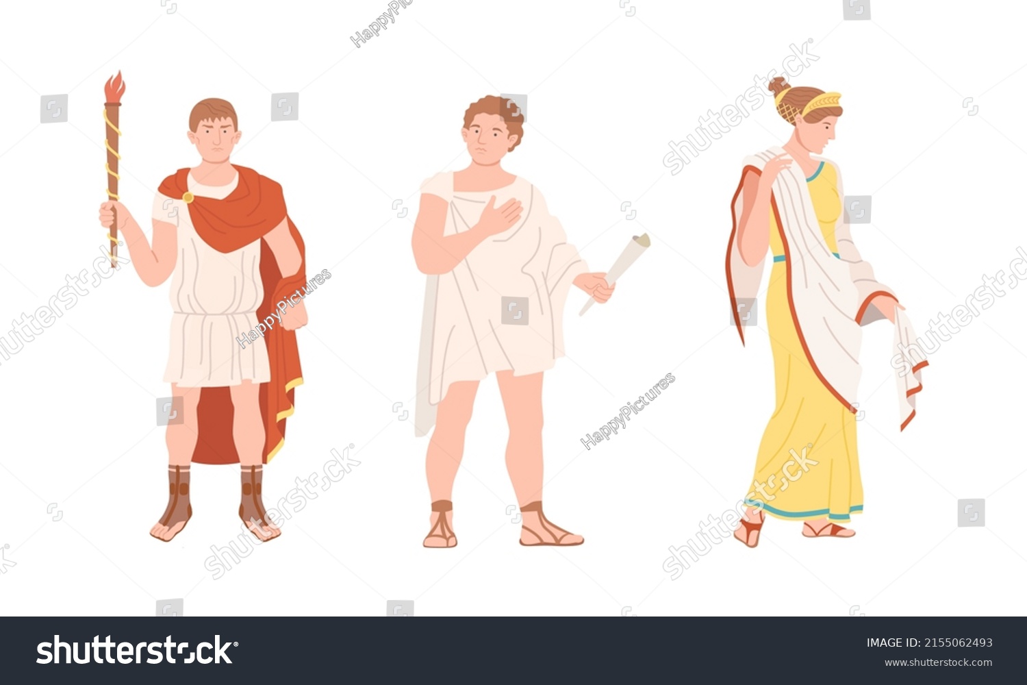 Roman Citizens Traditional Clothing Set Ancient Stock Vector (Royalty ...