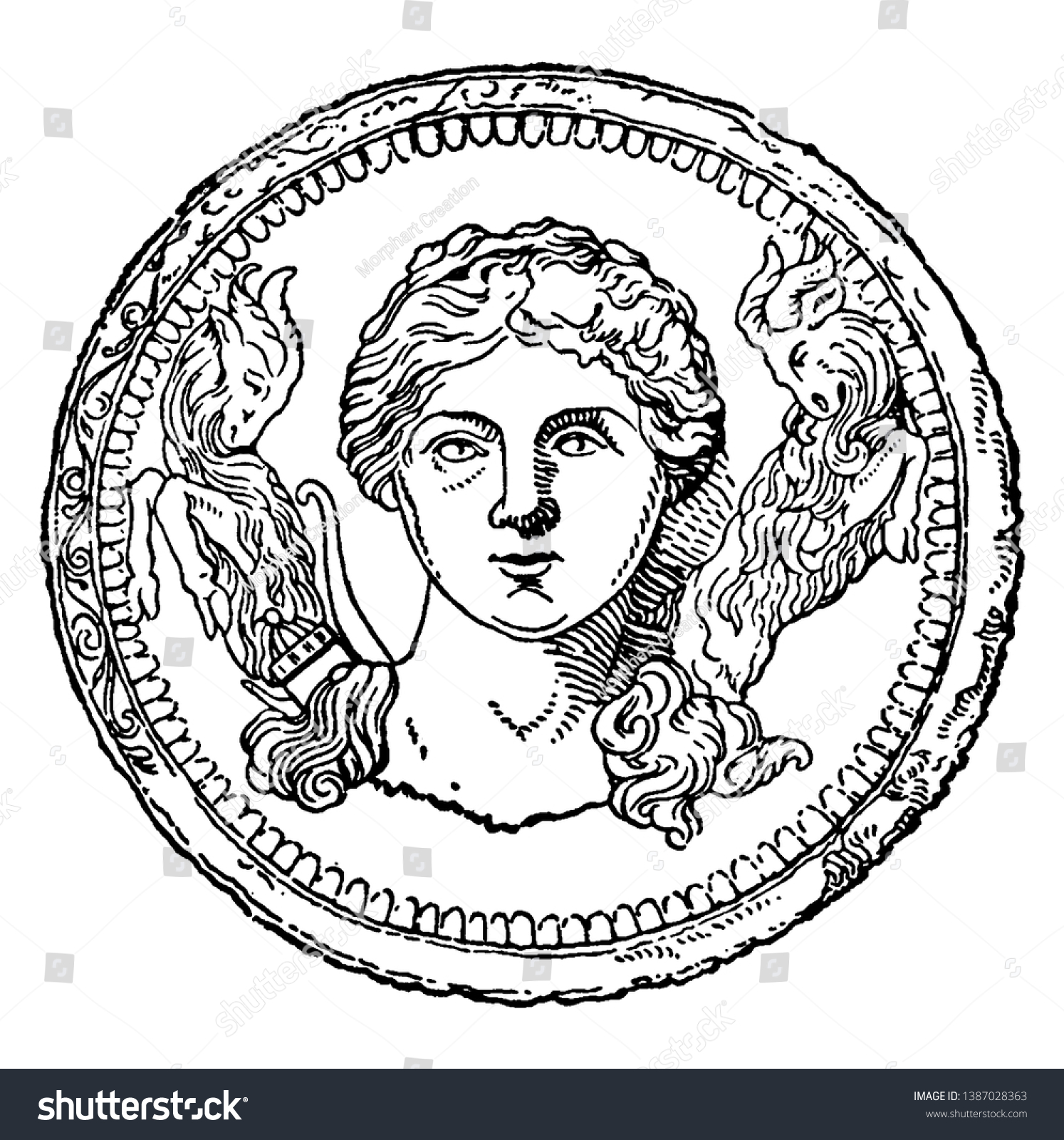 Roman Diana Known Artemis Ancient Greek Stock Vector