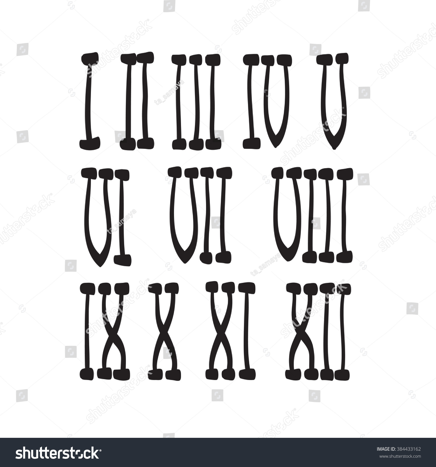 Roman Numbers Hand Drawn Vector Set Stock Vector (Royalty Free ...