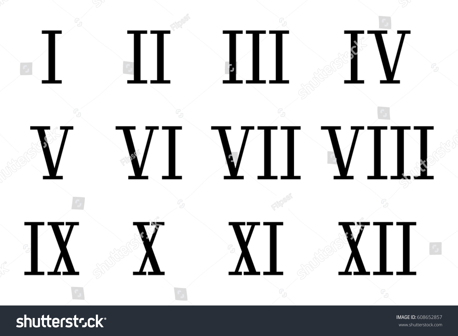 Roman Numerals Vector Illustration Isolated On Stock Vector (Royalty ...