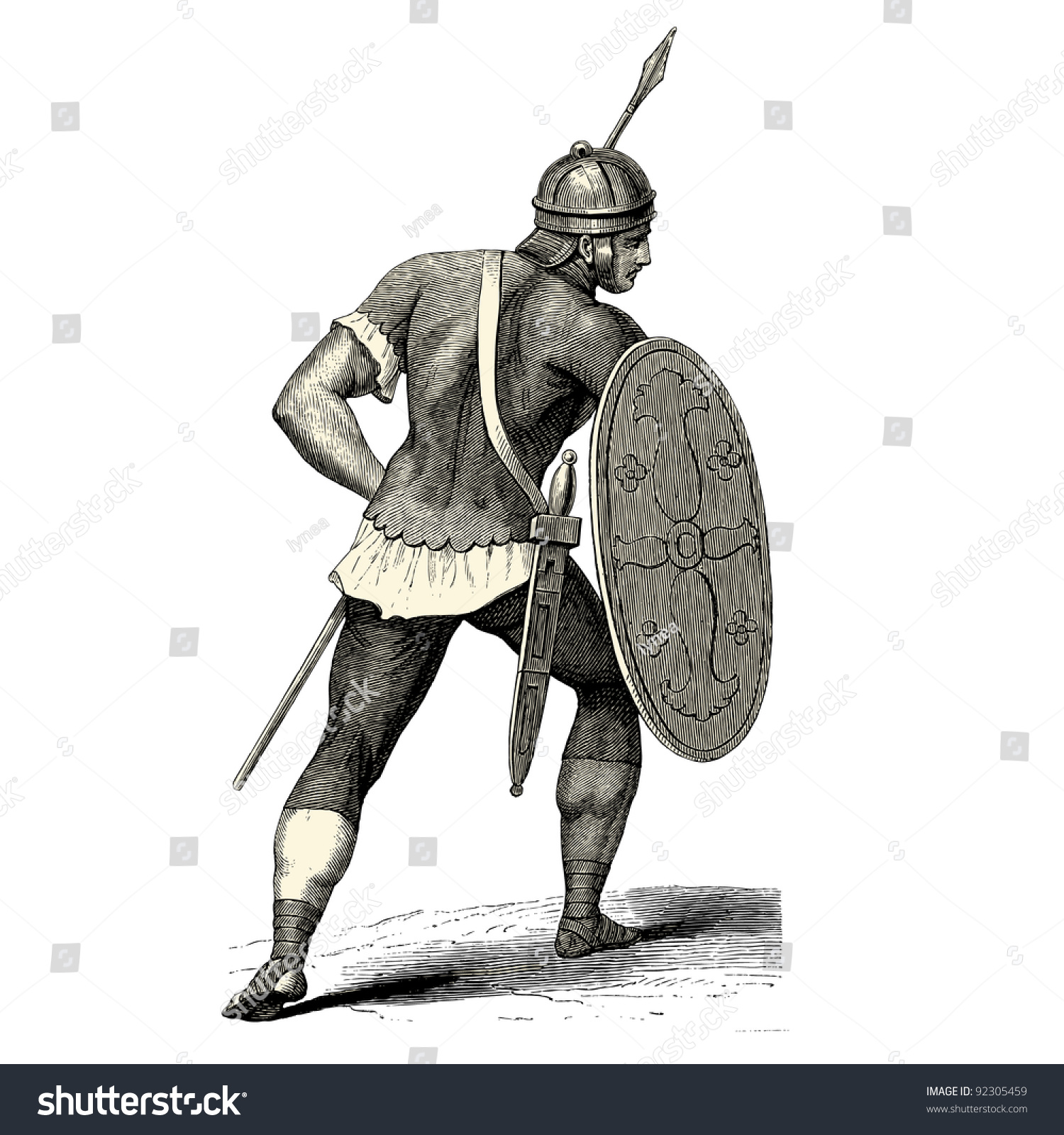 Roman Soldier Vintage Engraved Illustration Costumes Stock Vector ...