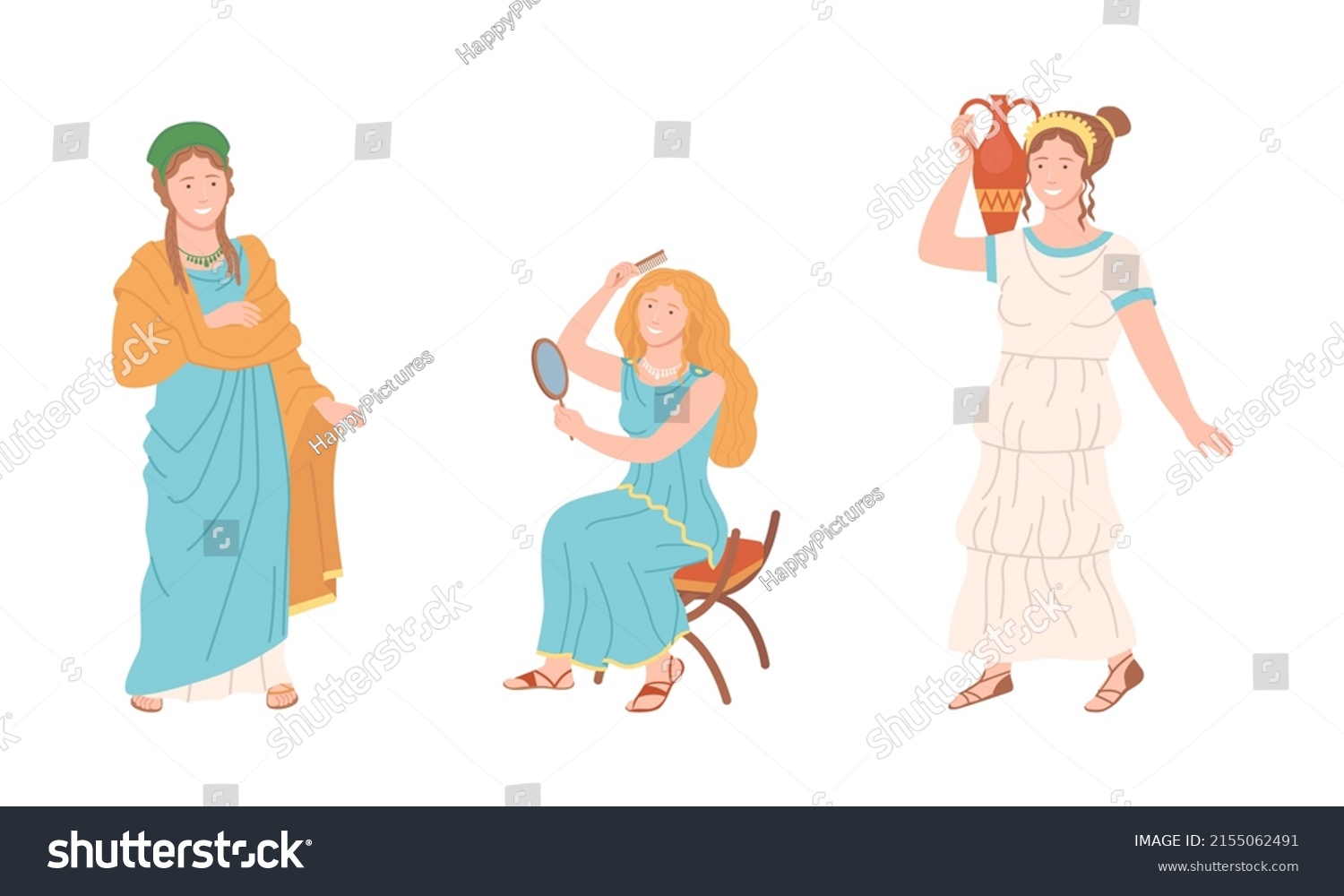 Roman Women Traditional Clothing Set Ancient Stock Vector (Royalty Free ...