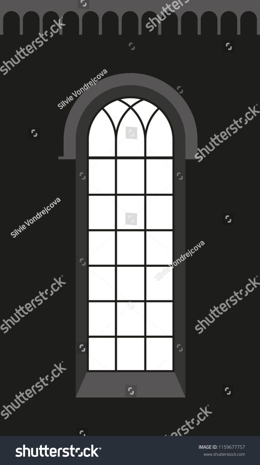 Romanesque Window Silhouette Vista Vector Graphic Stock Vector (Royalty ...