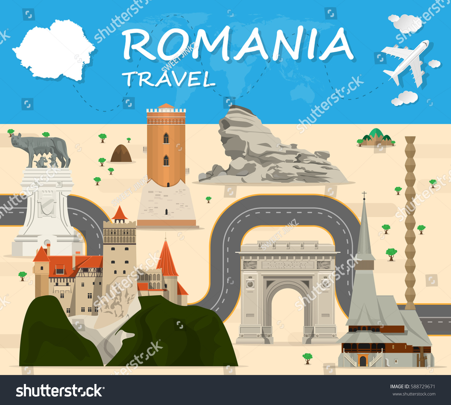 Romania Landmark Global Travel Journey Infographic Stock Vector (Royalty Free) 588729671 