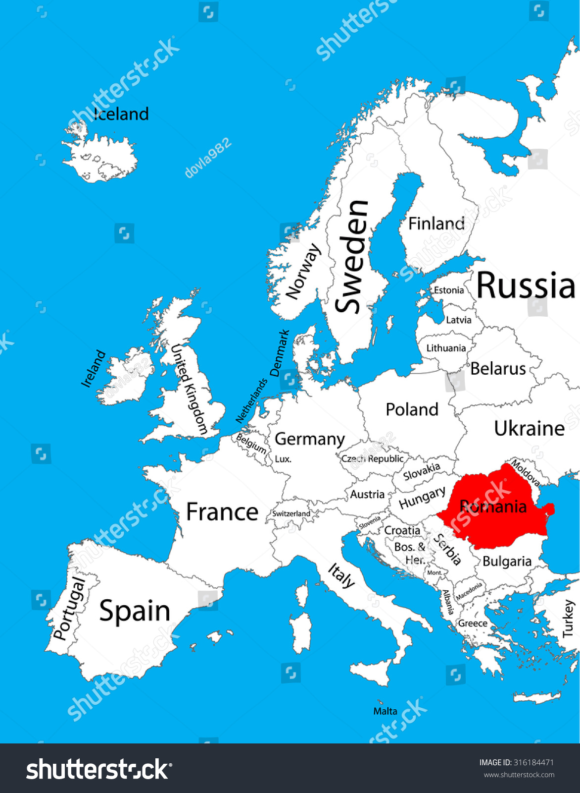 Romania Vector Map Europe Vector Map Stock Vector Royalty Free 316184471
