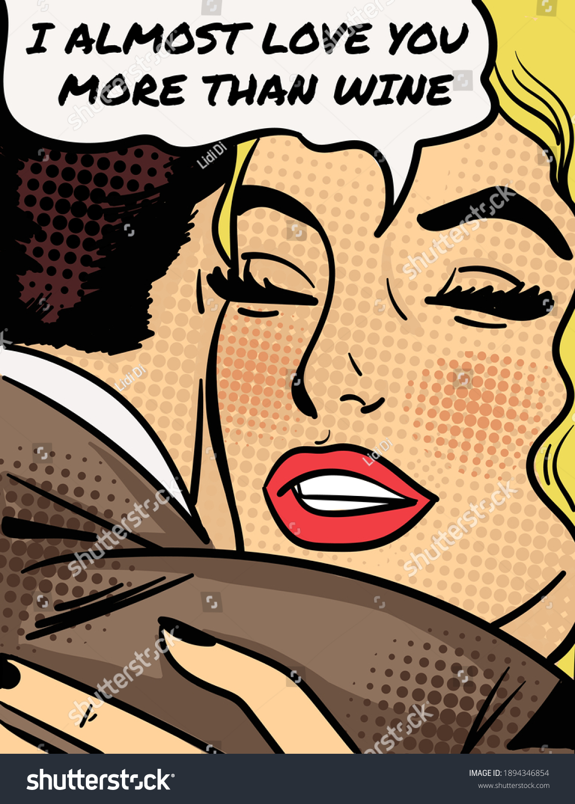 SVG of Romantic couple in retro pop art style with the speech bubble 