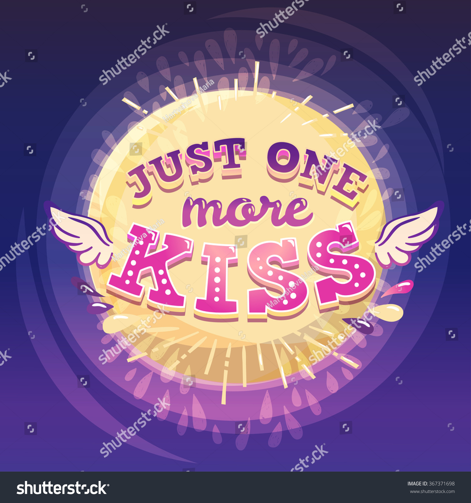 Romantic Lettering Just One More Kiss Stock Vector Royalty Free