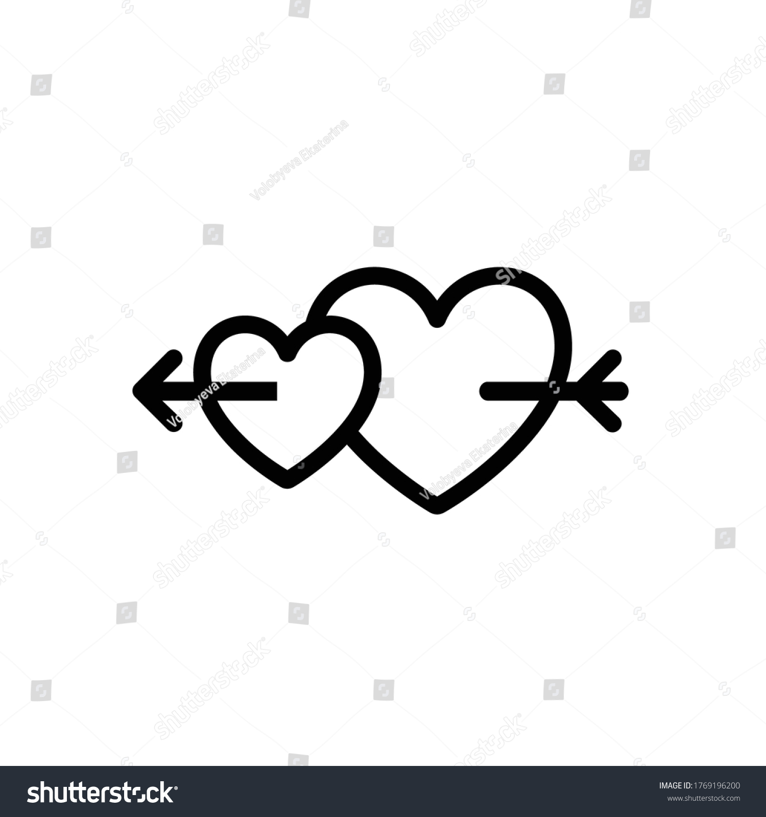 SVG of Romantic vector icon double hearts with arrow svg
