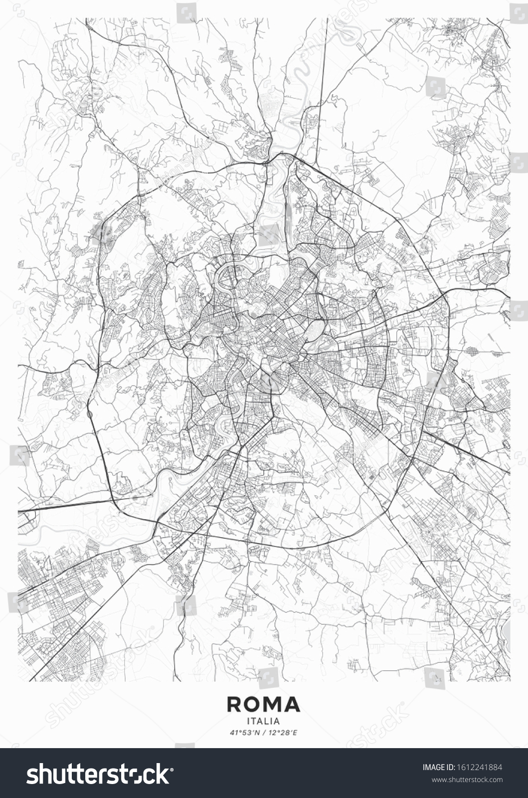 1 424 Street Map Rome Images Stock Photos Vectors Shutterstock   Stock Vector Rome City Map Poster Detailed Map Of Rome Italy Transport System Of The City Includes Properly 1612241884 