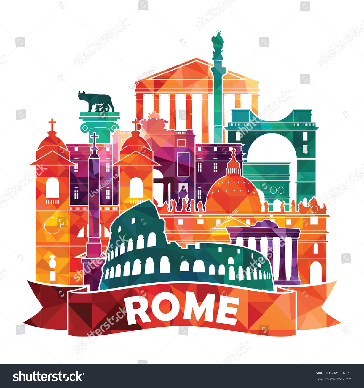 Rome Skyline. Vector Illustration - 248134633 : Shutterstock