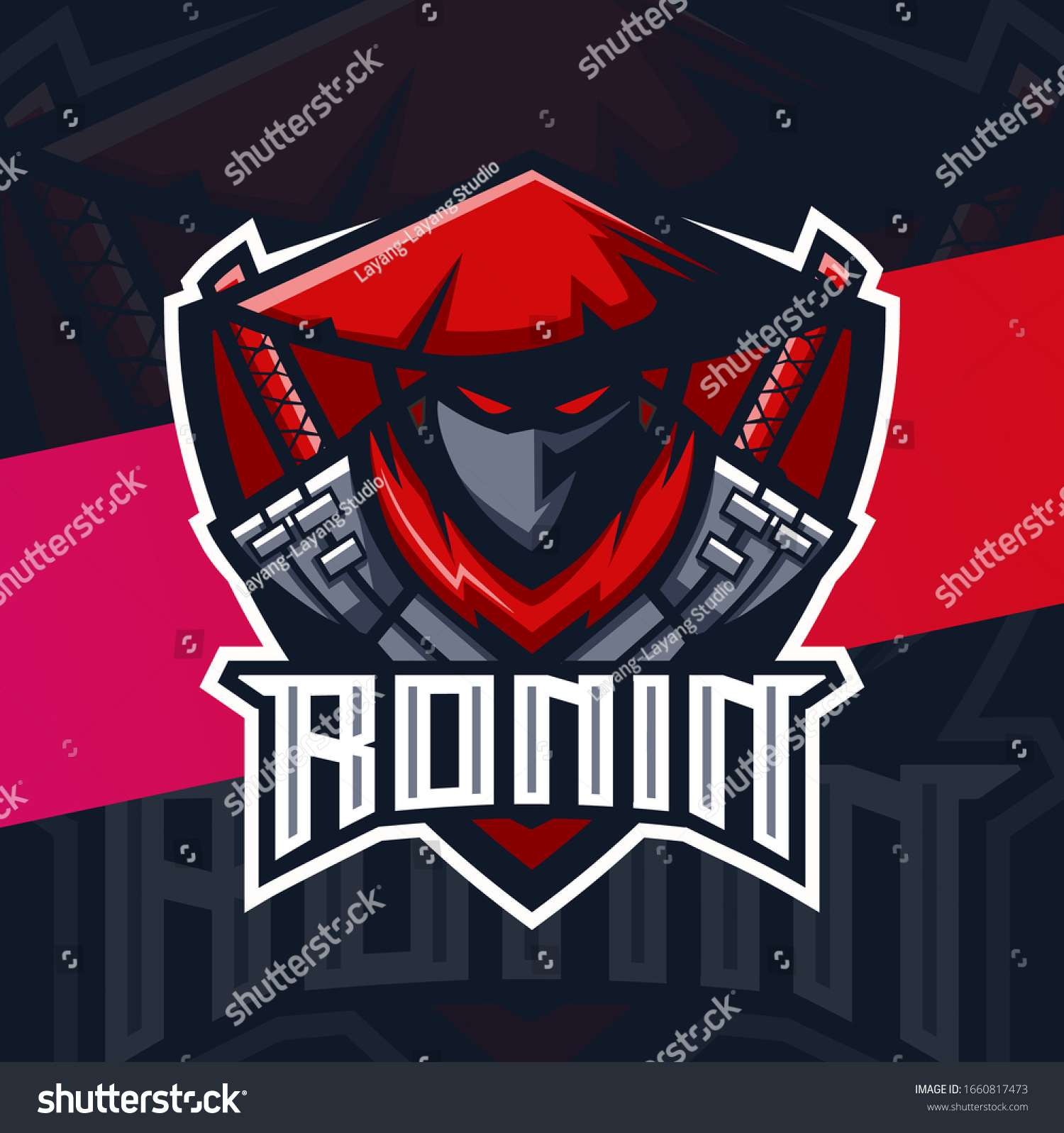 Ronin Samurai Mascot Character Esport Logo Stock Vector (Royalty Free ...