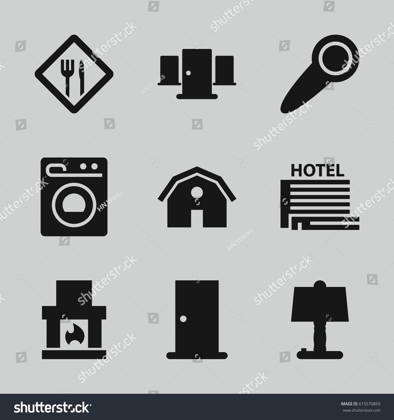 Room Icons Set Set 9 Room Stock Vector Royalty Free 615570869