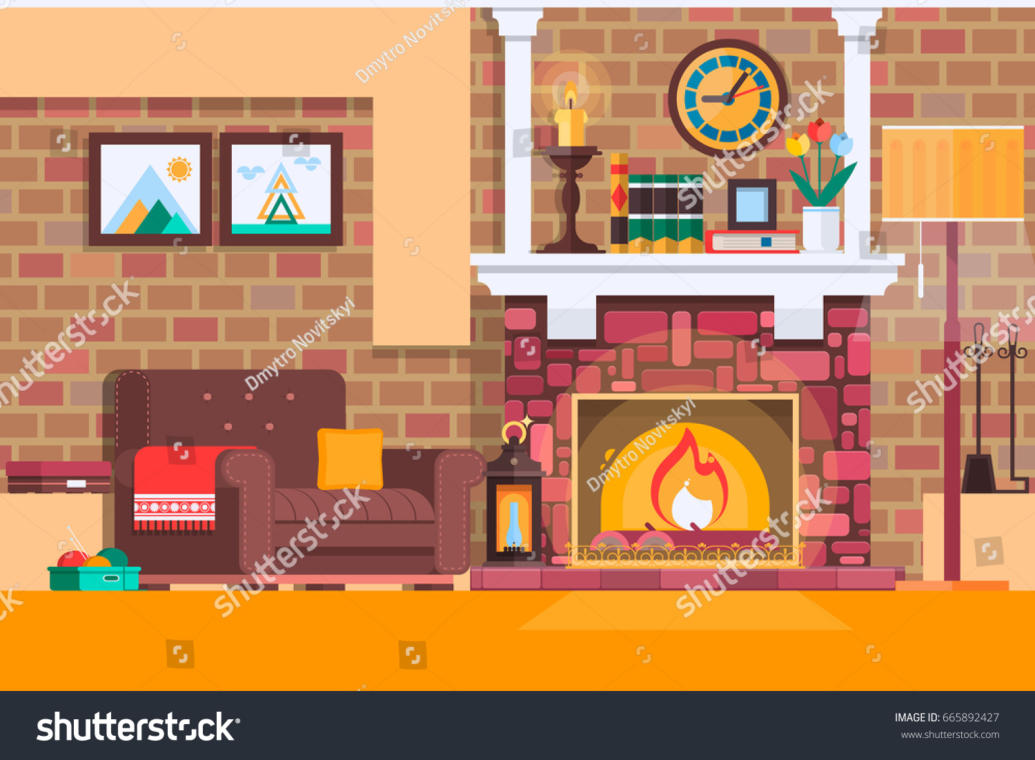 Room Interior Fireplace Design Chair Books Backgrounds Textures