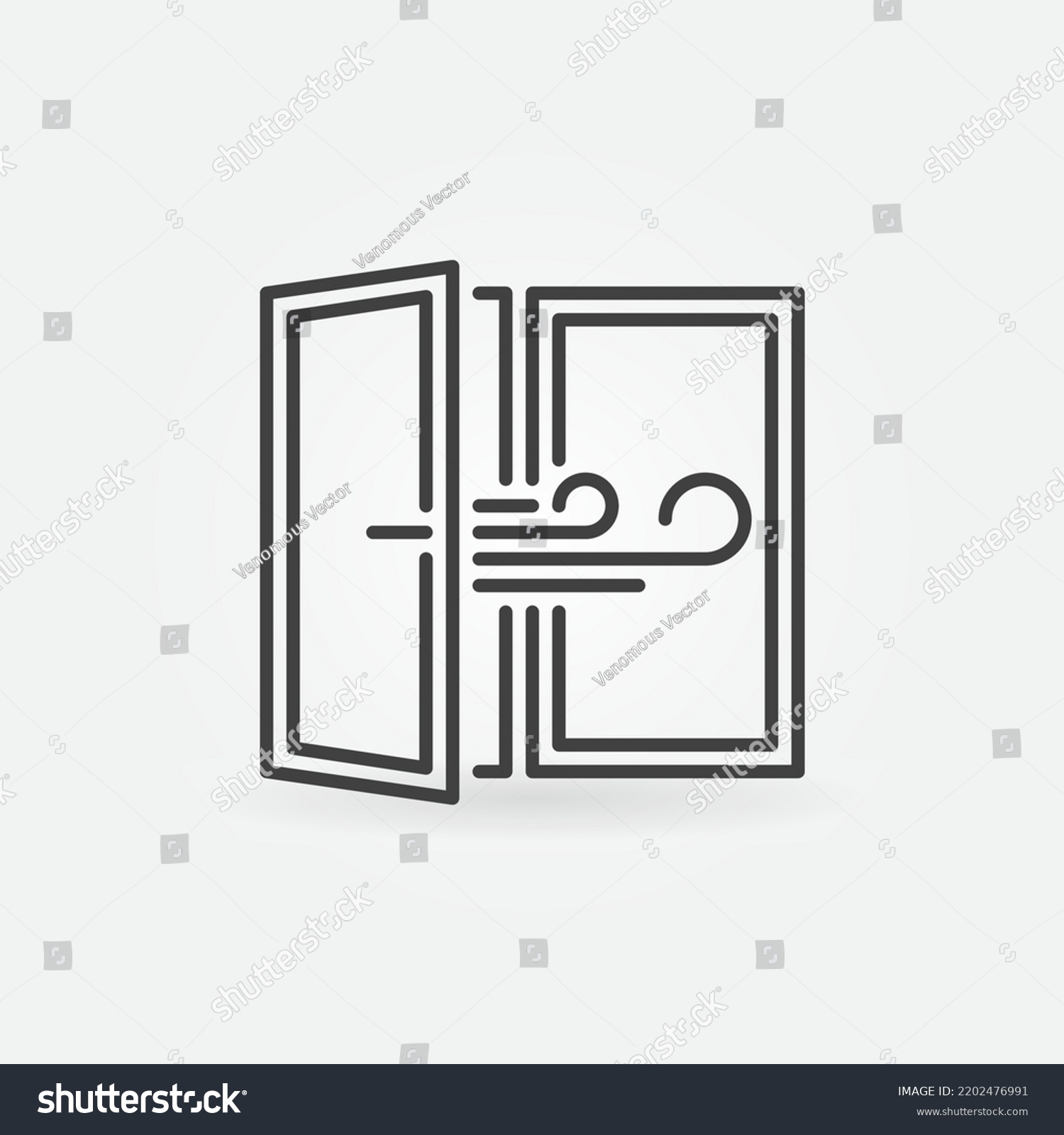 SVG of Room Ventilation line icon - Opened Window outline vector concept symbol svg
