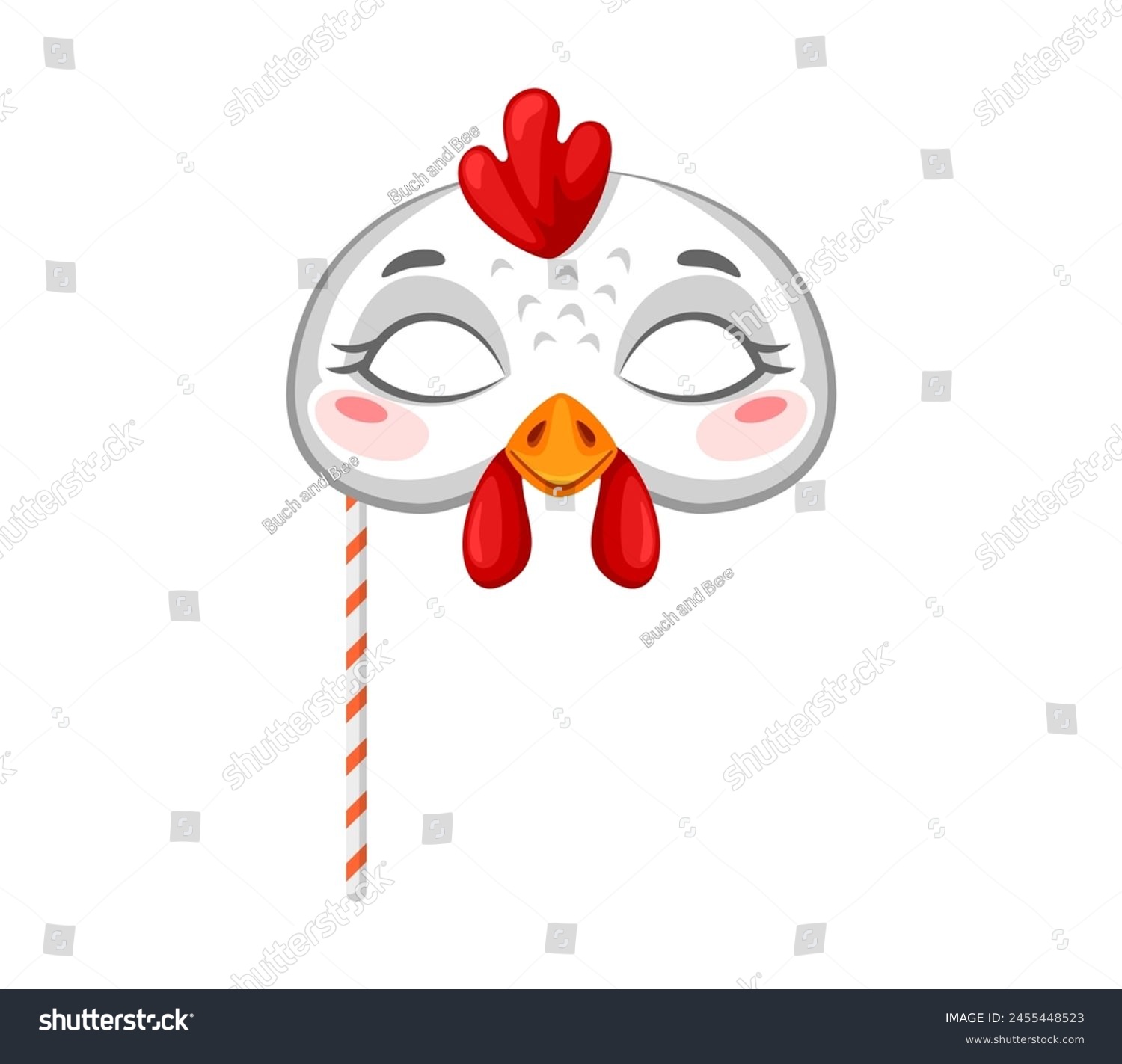 SVG of Rooster animal carnival party mask. Festival or birthday costume. Isolated vector funny chicken or cock farm bird face for Mardi Gras, photo booth, masquerade holiday event or new year celebration svg