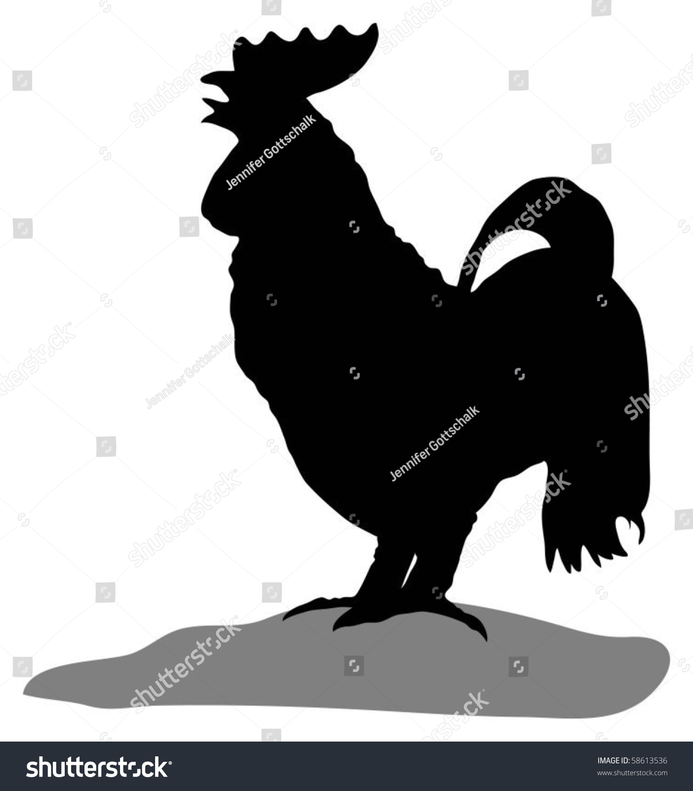 Rooster Silhouette Stock Vector Illustration 58613536 : Shutterstock