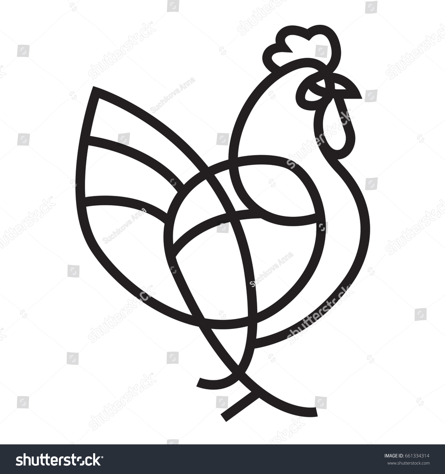 SVG of Rooster vector icon - Flat line geometrical illustration of cock for Year of the Rooster designs. svg