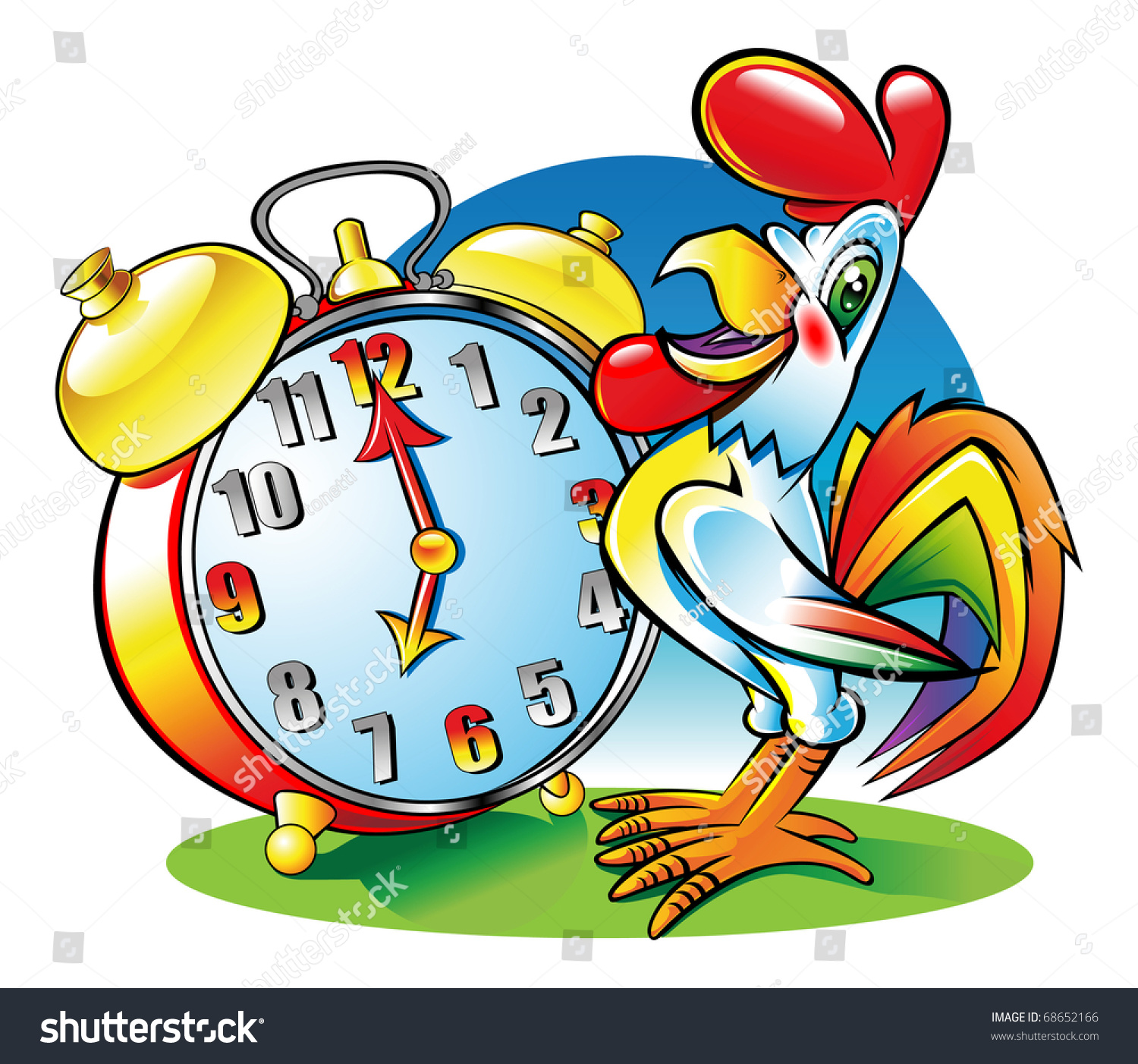 Rooster Wake-Up Stock Vector Illustration 68652166 : Shutterstock