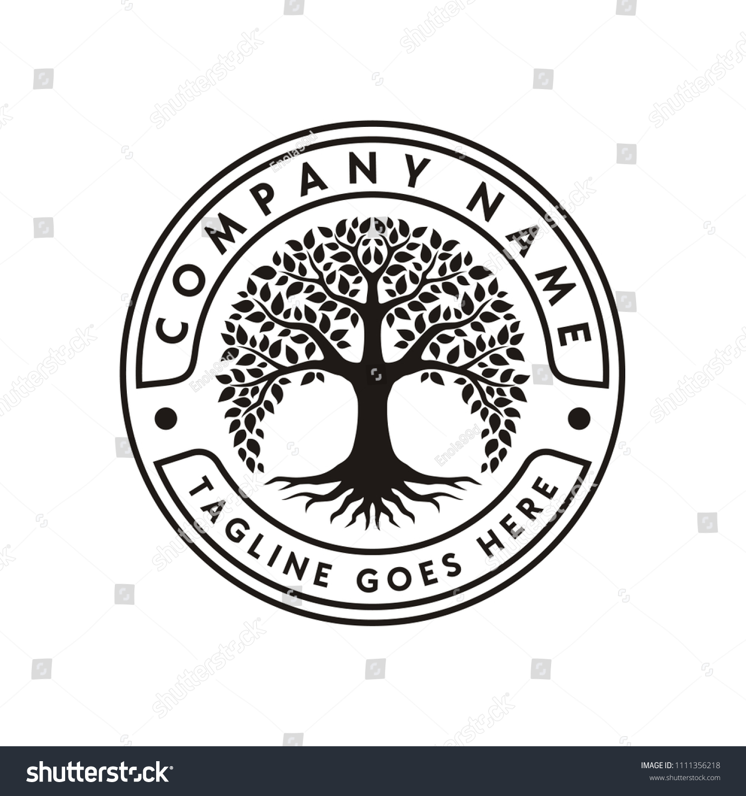 SVG of Root Leaf Family Tree of Life Oak Banyan Maple Stamp Seal Emblem Label  logo design vector svg