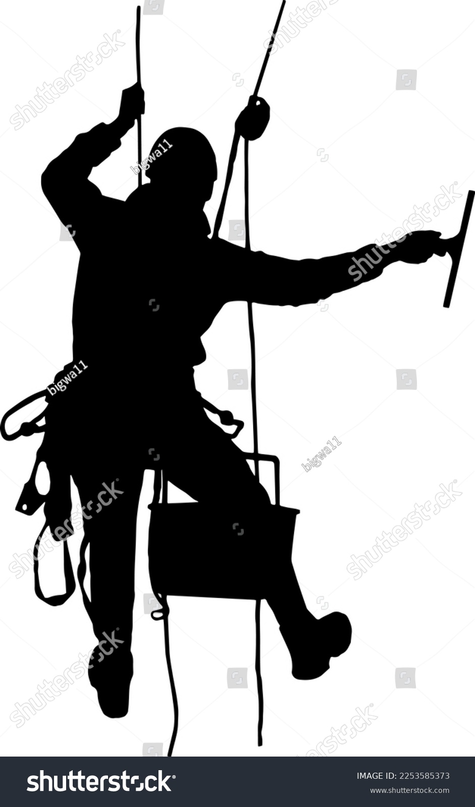 black silhouette window cleaner working at height clip art preview