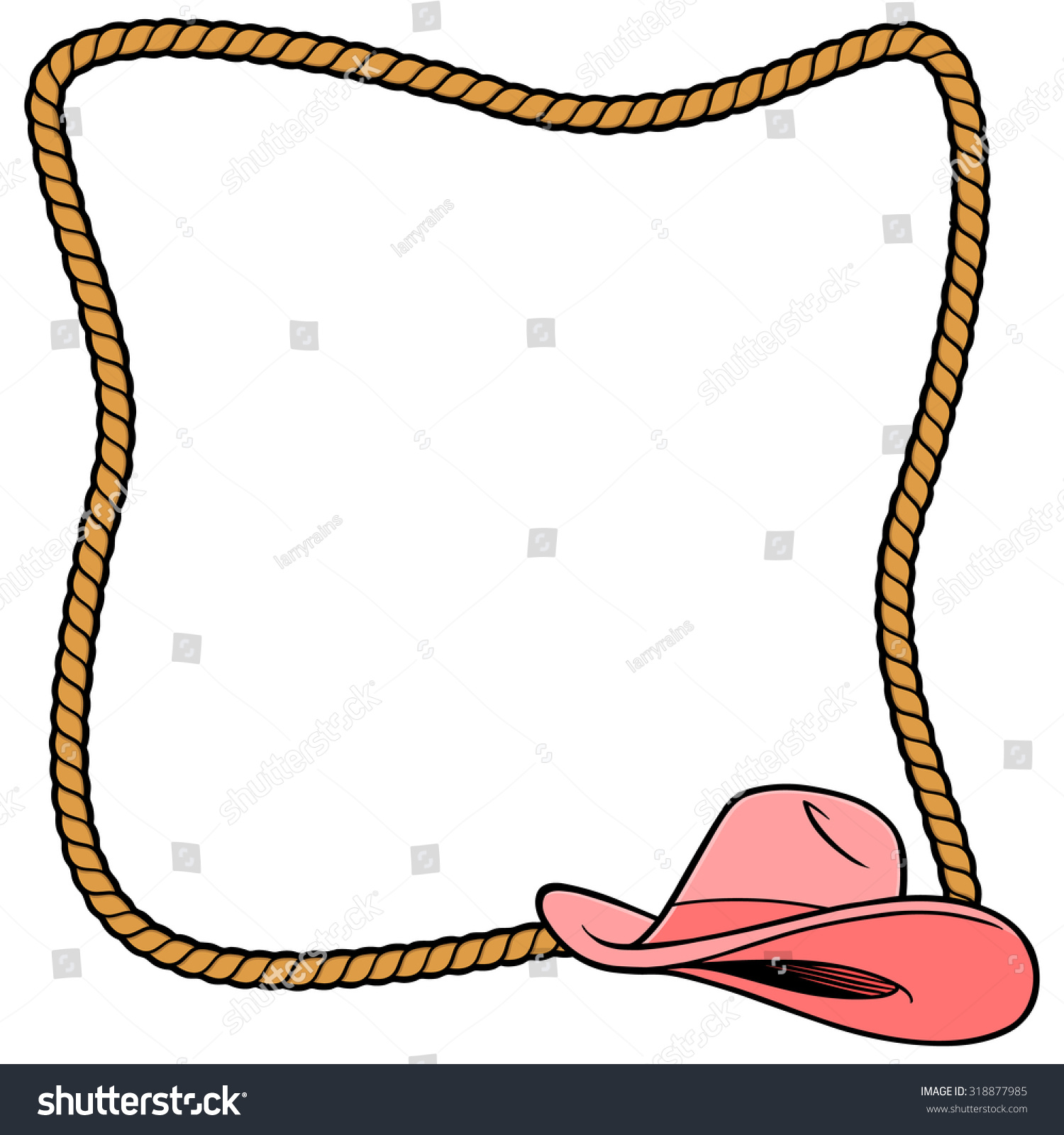 Rope Frame And Cowgirl Hat Stock Vector Illustration 318877985 ...