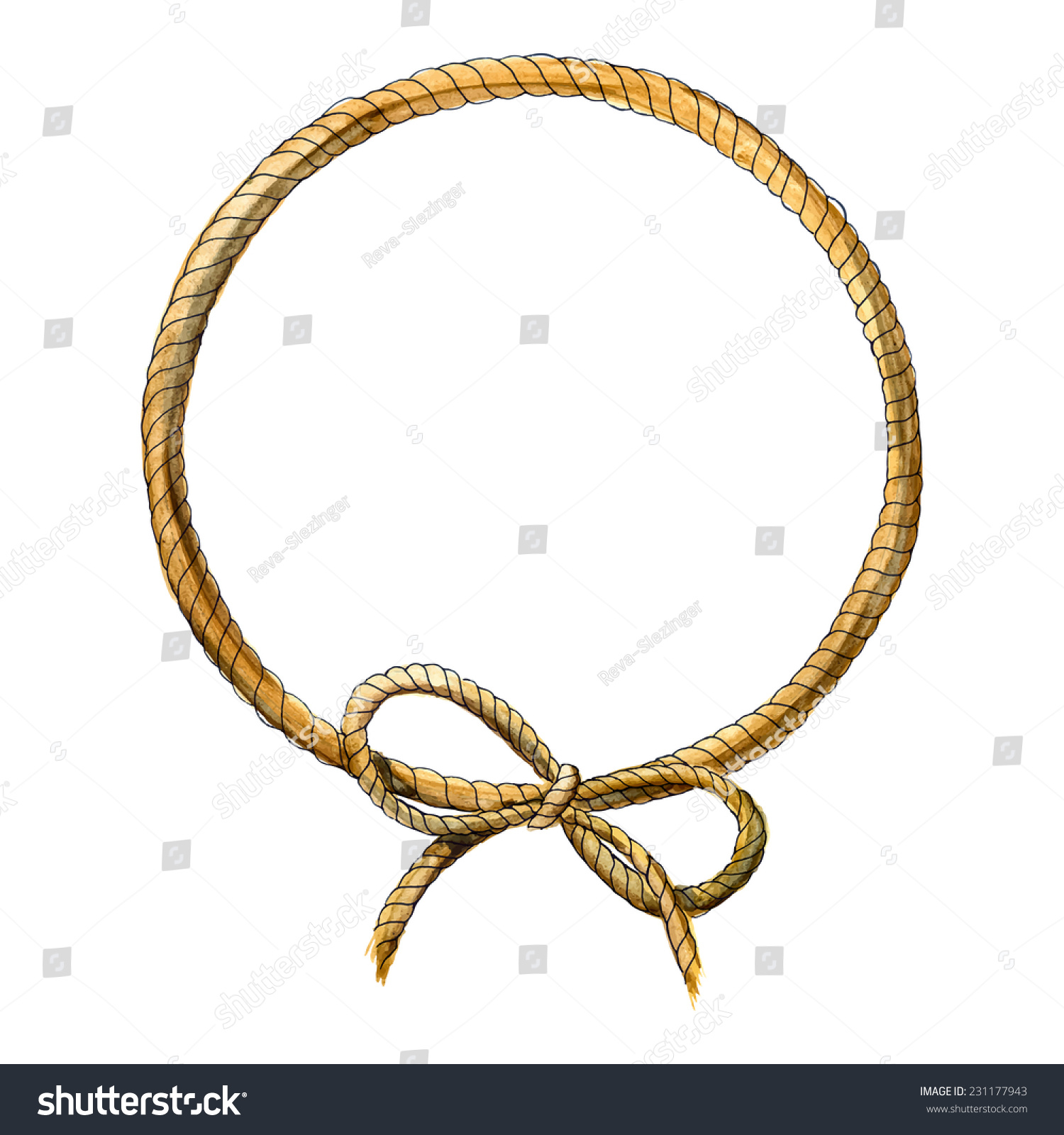 Rope Frame. Rope Wreath.Vector Watercolor Illustration. - 231177943 ...