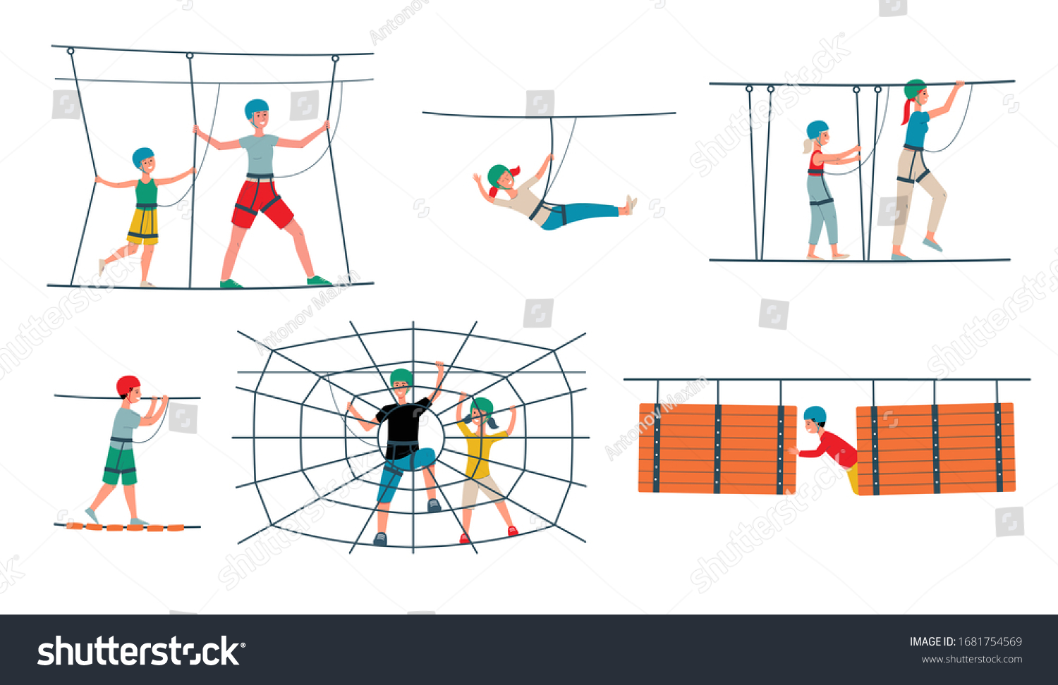 Rope Park Set Equipment Cord Ladders Stock Vector Royalty Free 1681754569