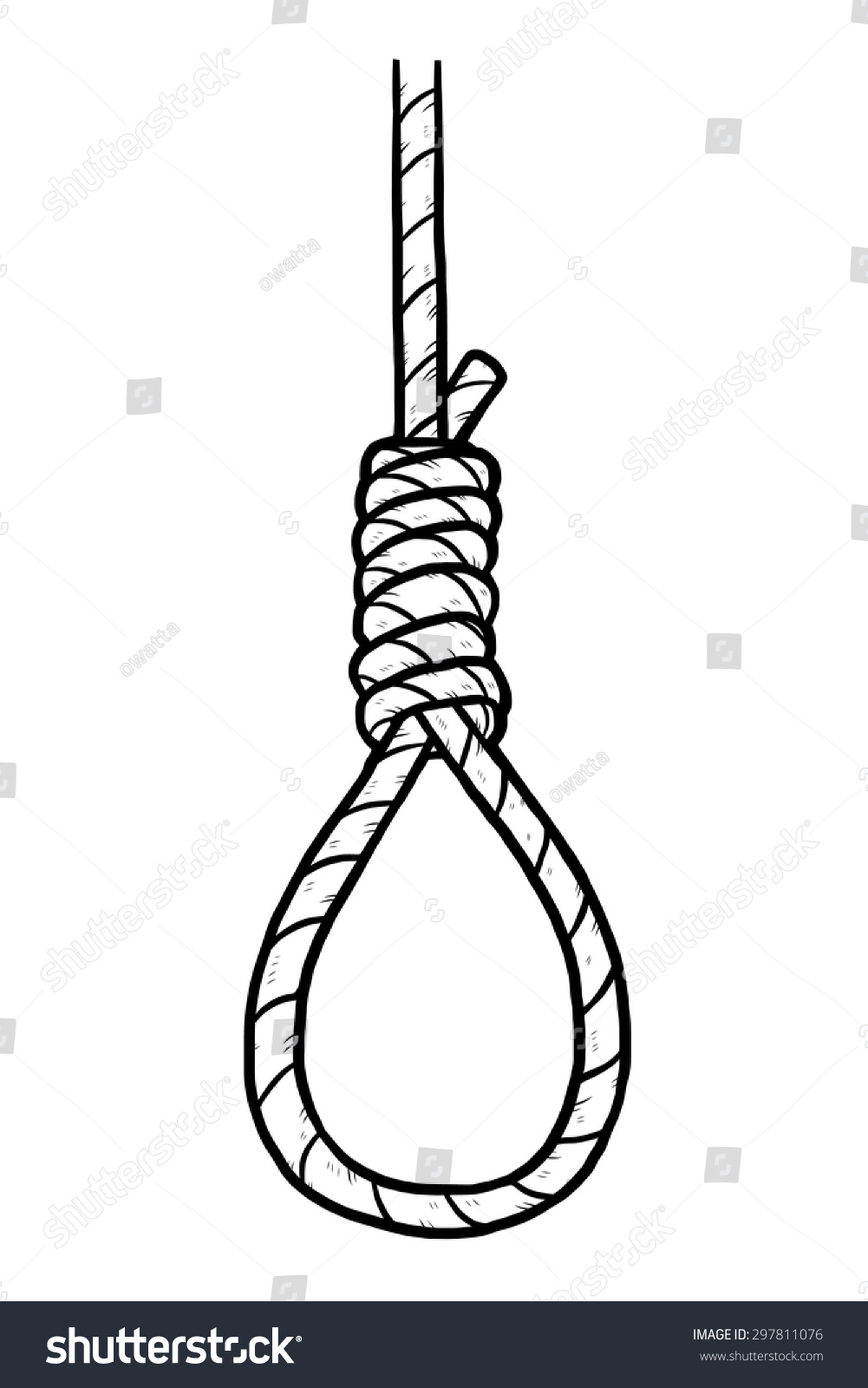 Rope With Noose / Cartoon Vector And Illustration, Black And White ...