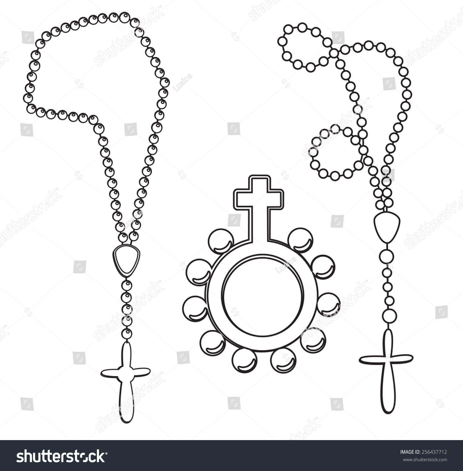 Rosary Set Drawing Stock Vector (Royalty Free) 256437712