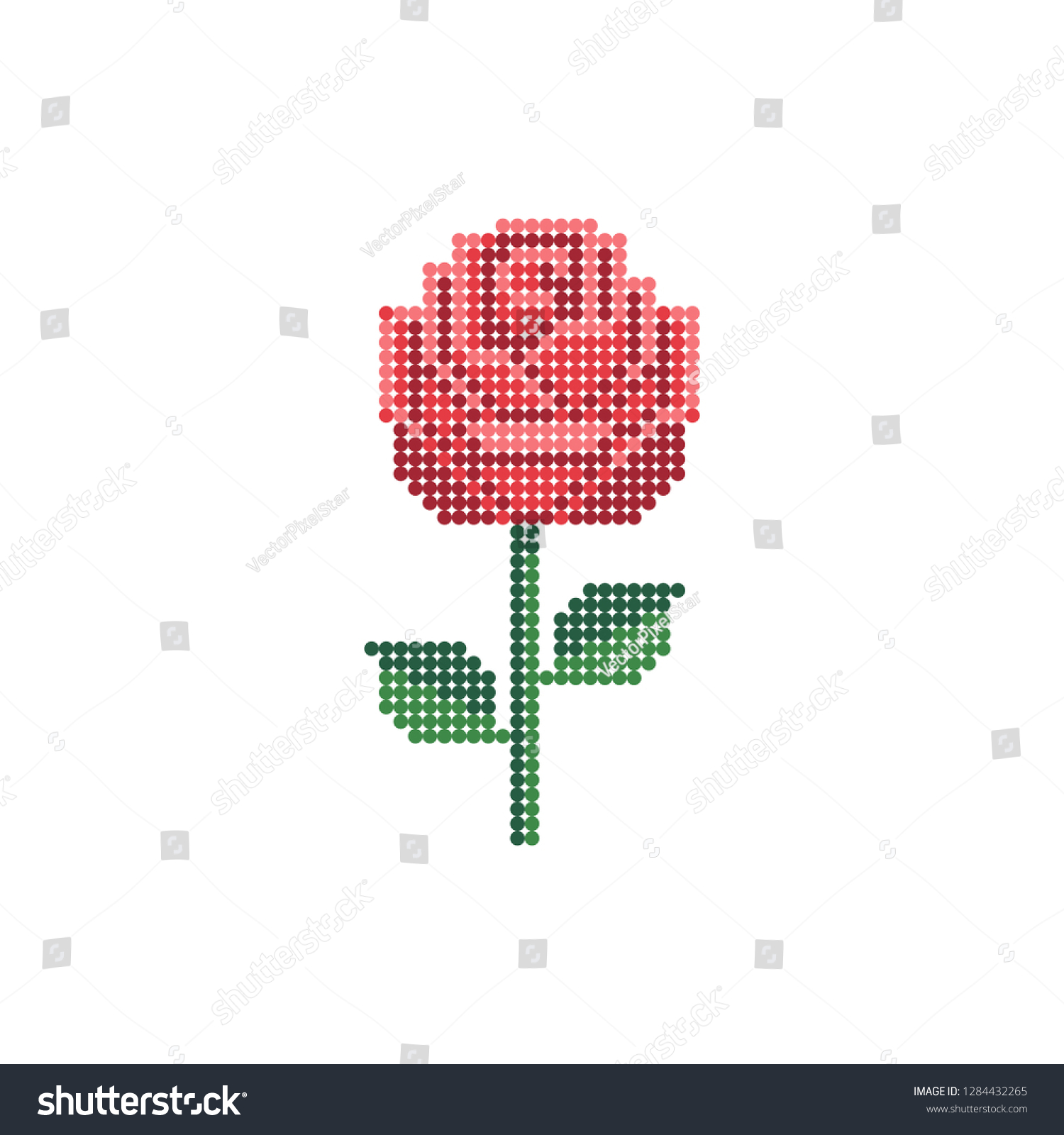 Rose Cross Stitch Pixel Art Flower Stock Vector Royalty Free 1284432265