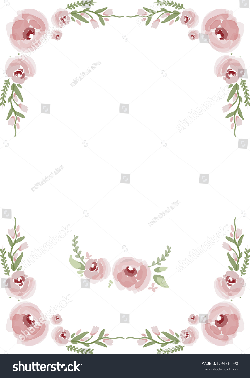 Rose Flower Background Teksture Background Frame Stock Vector (Royalty