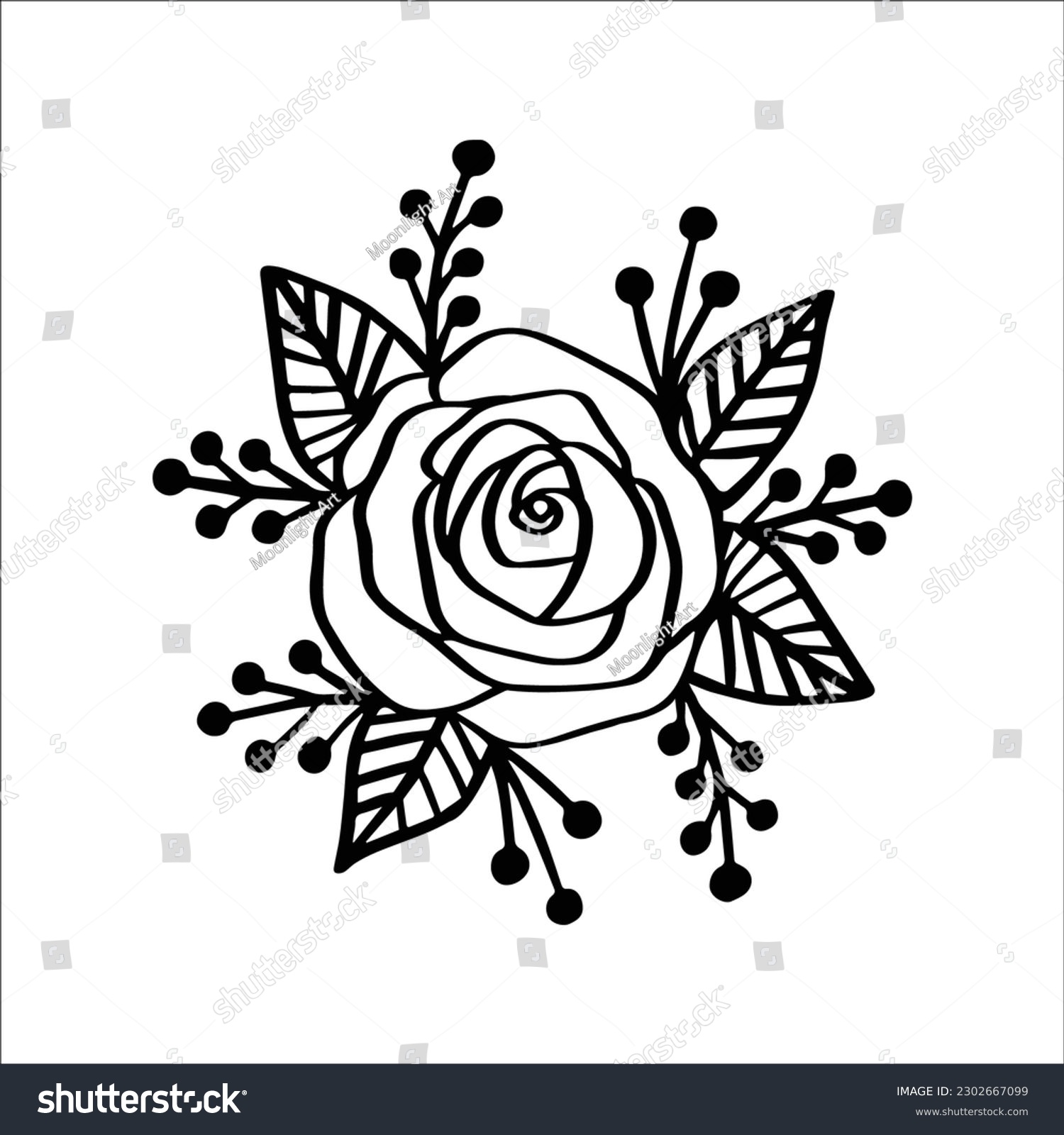 SVG of Rose Flower Bouquet SVG, Floral Decoration SVG, Rose svg, Flowers SVG, Flower Bouquet, Rose Floral, Cricut Cut Files, Sillhouette cut files svg
