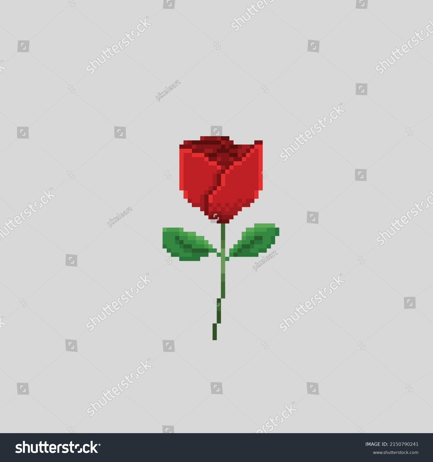 Rose Flower Pixel Art Style Stock Vector (Royalty Free) 2150790241 ...