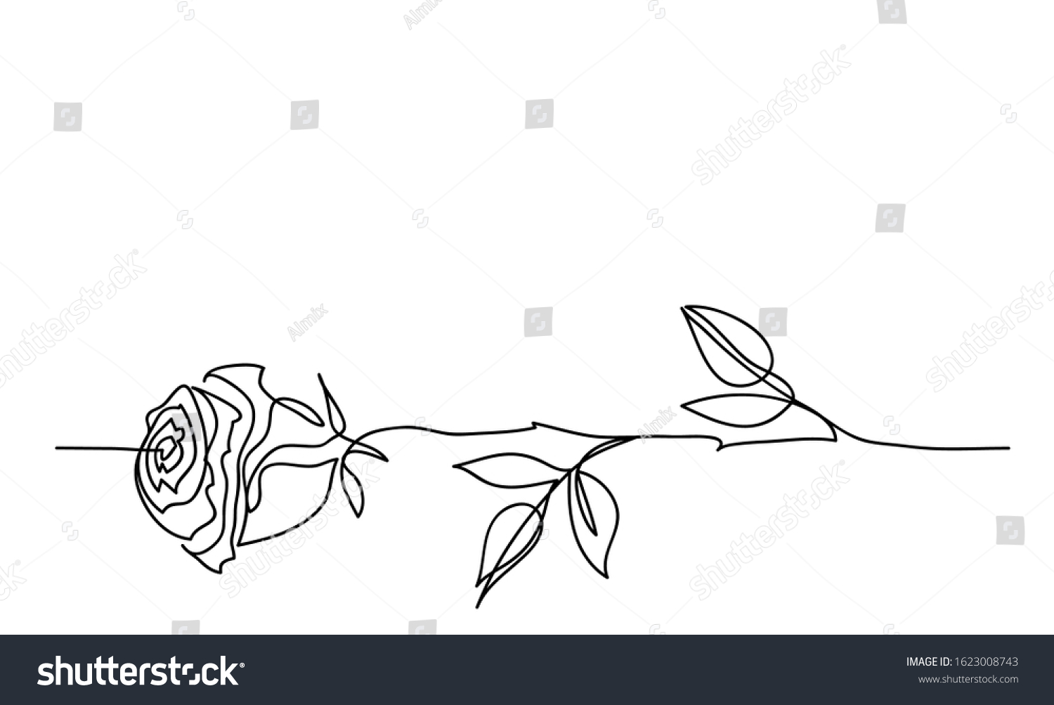 Rose Flower Minimalistic Tatoo Design One Stock Vector (Royalty Free ...