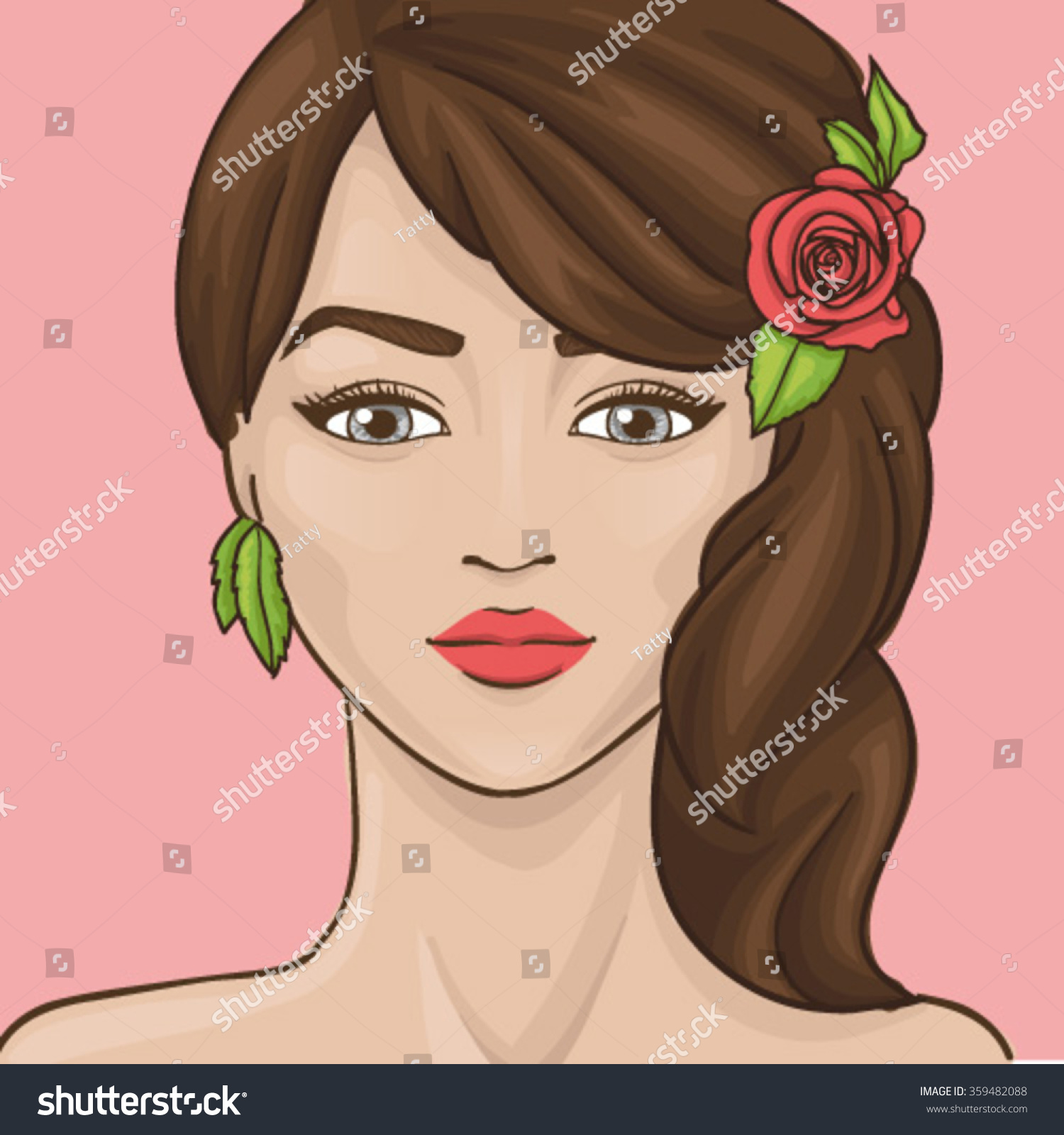 Rose Girl Stock Vector (Royalty Free) 359482088 Shutterstock