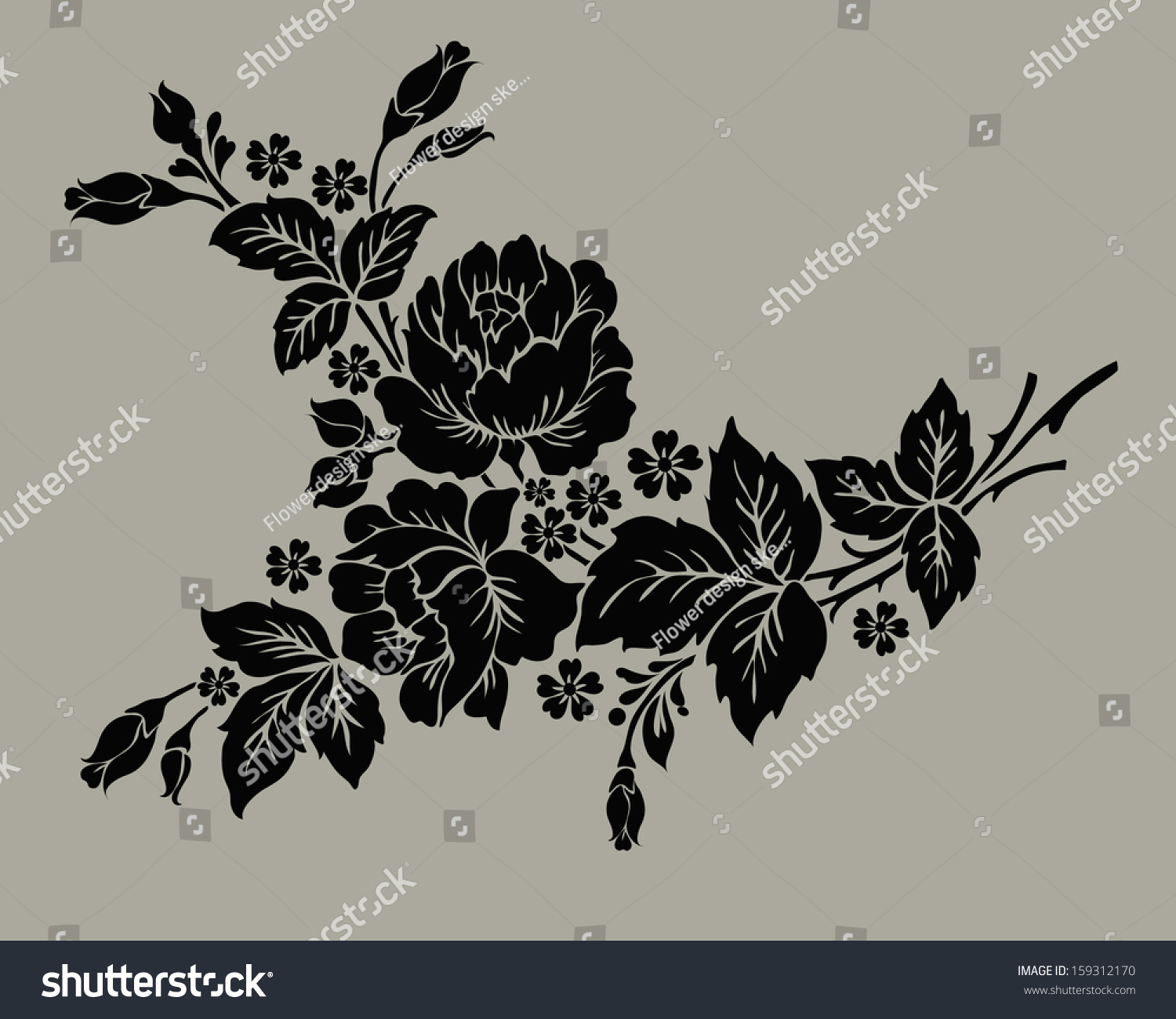 Rose Motif,Flower Design Elements Vector - 159312170 : Shutterstock