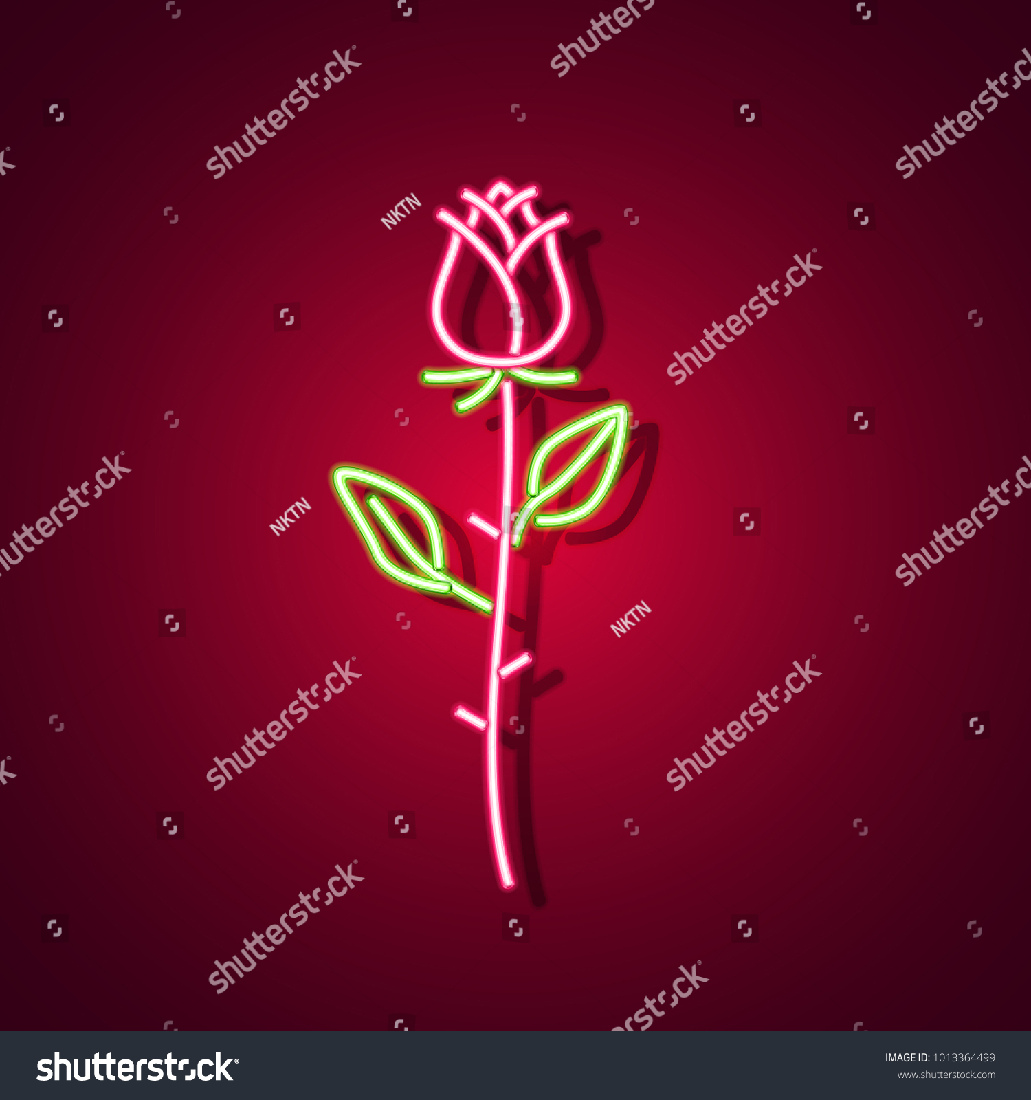 Rose Neon Sign Neon Sign Bright Stock Vector Royalty Free