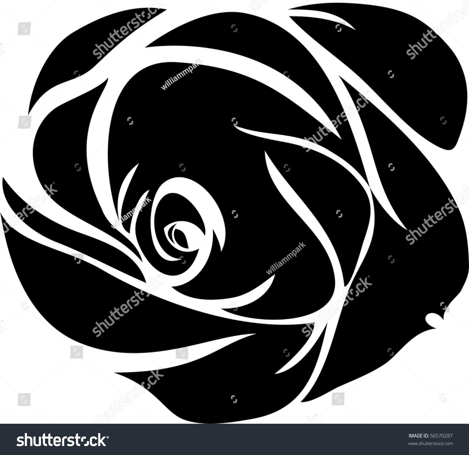 Rose Silhouette Stock Vector 56570287 : Shutterstock