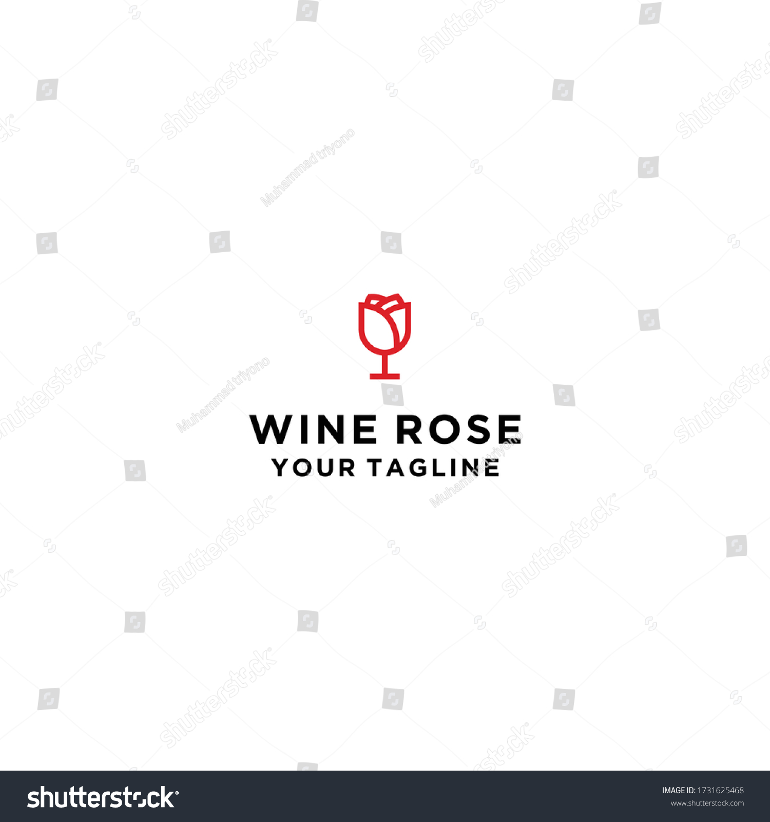 Rose Wine Logo Design Template Stock Vector (Royalty Free) 1731625468