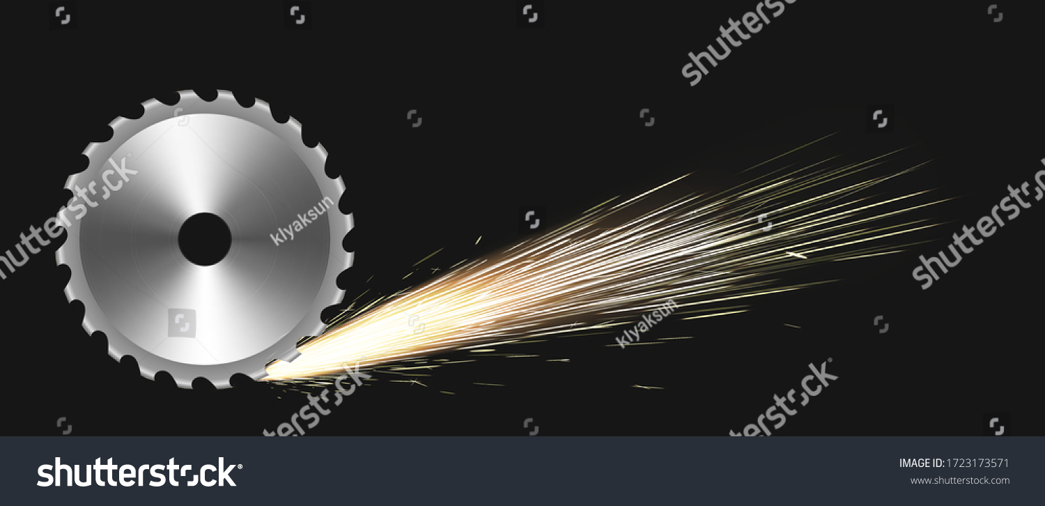 Rotating Circular Saw Blade Fire Sparks Stock Vector (Royalty Free ...