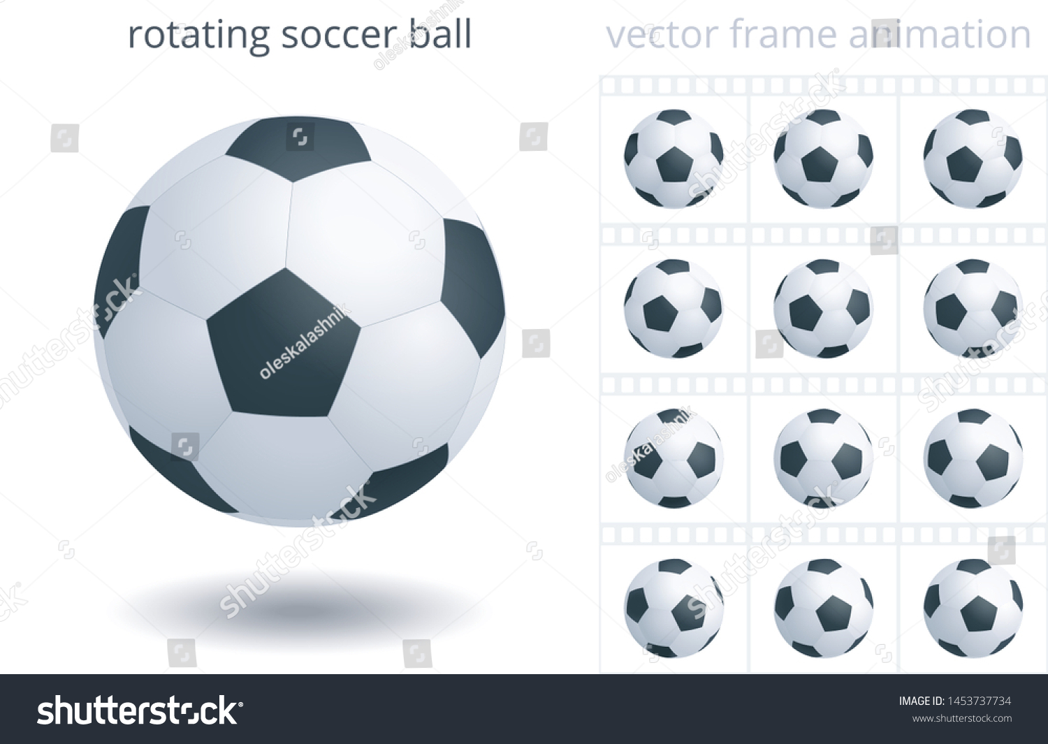 サッカー ボールを回転させる 3dのリアルなベクター画像オブジェクト Gif Flash Cssアニメーションの一連のフレーム ループスピン 12フレーム 秒スプライトシート サッカーの機材のアニメーションアイコン ボールのセット のベクター画像素材 ロイヤリティフリー