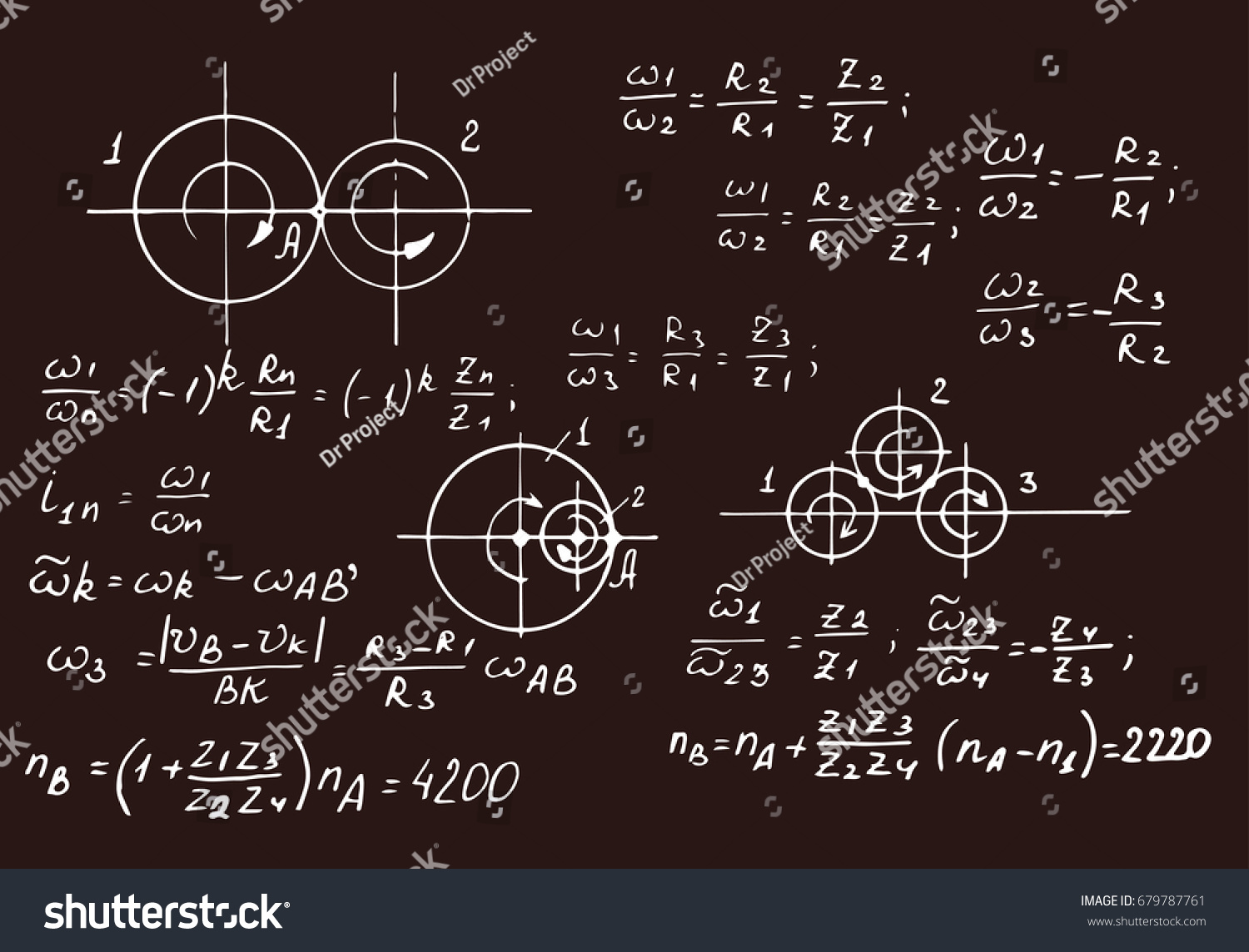 Rotation Physical Notation Equations Figures Schemes Stock Vector