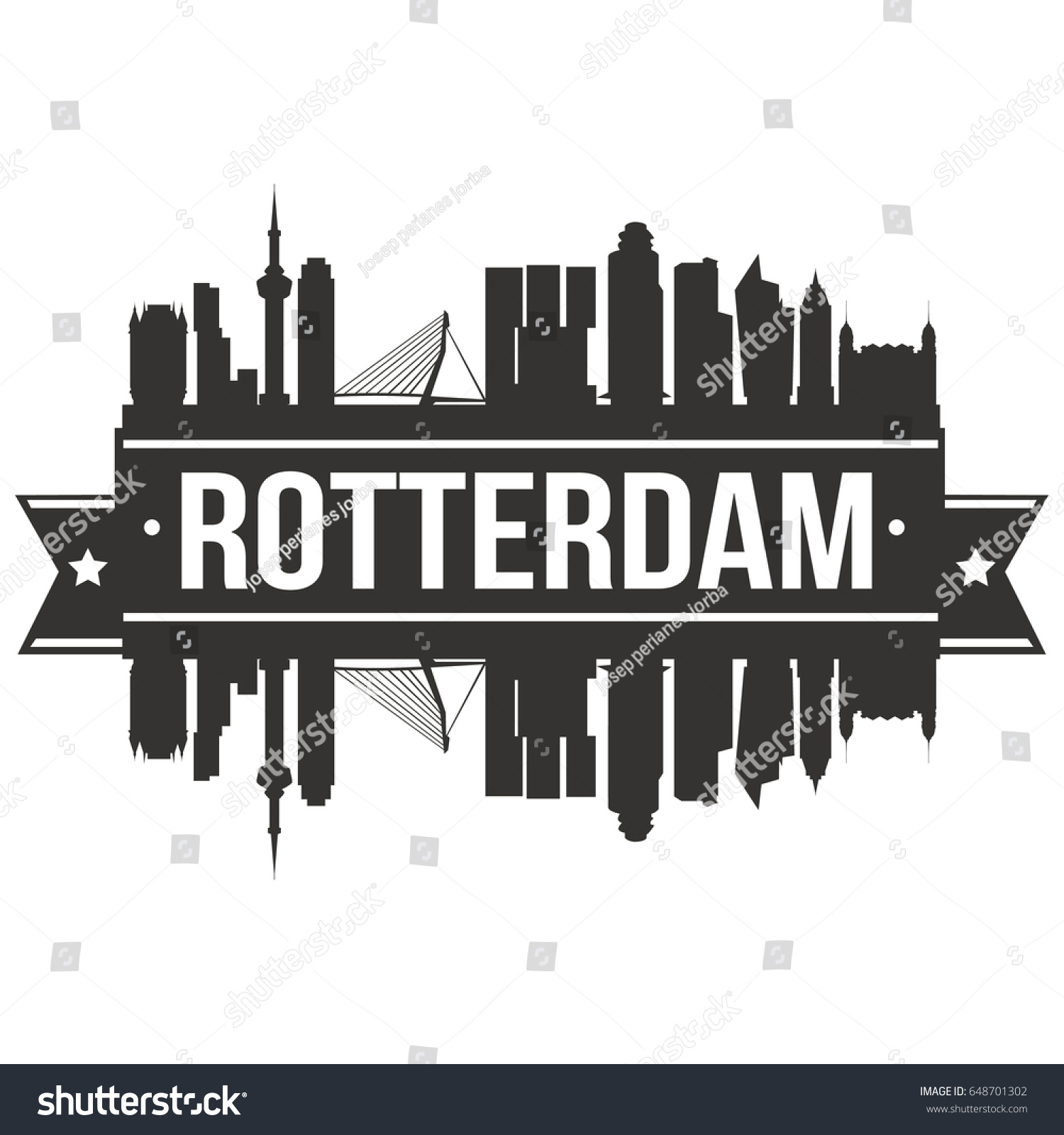 Rotterdam Netherlands Skyline Silhouette Design City Stock Vector Royalty Free 648701302 6449