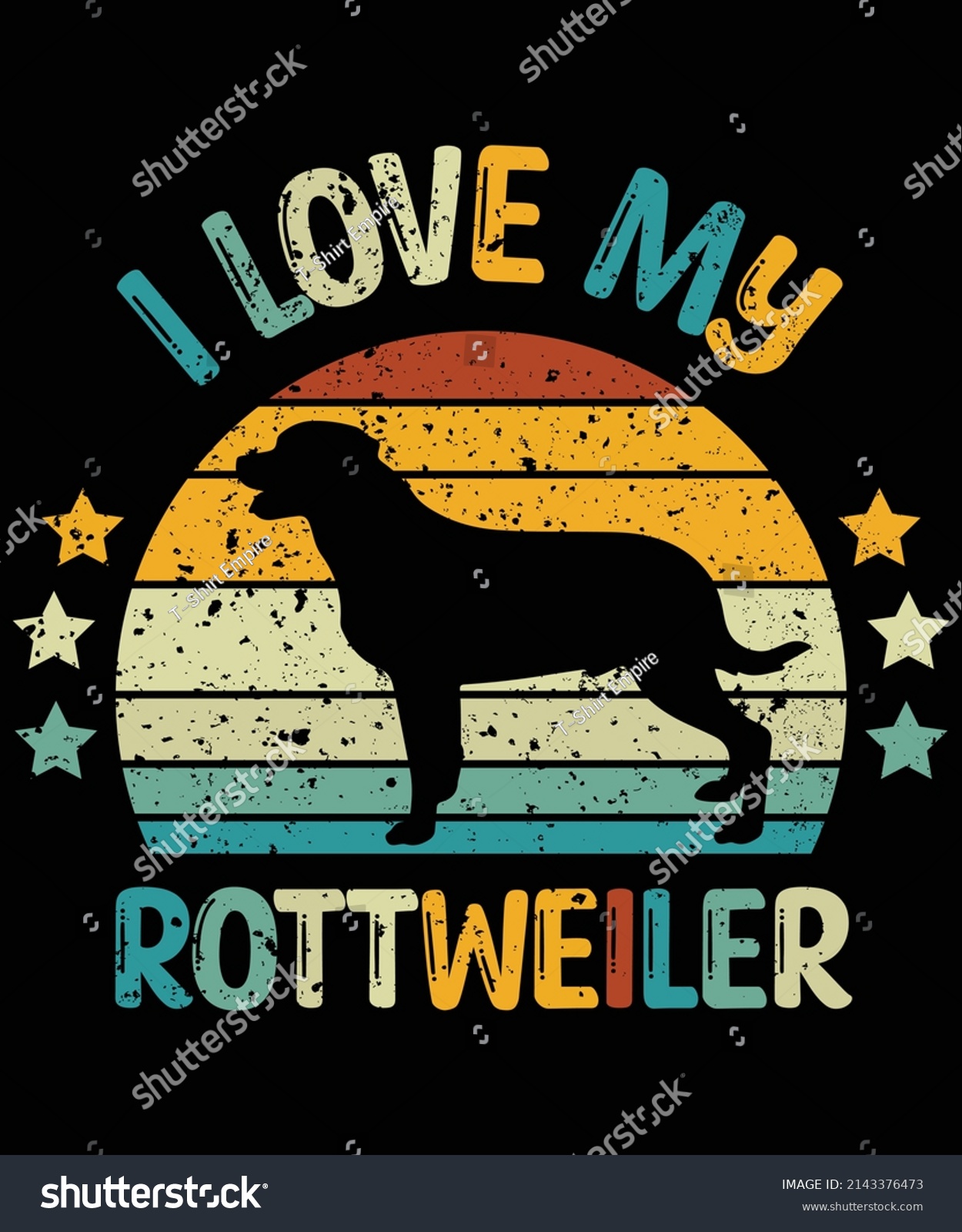 SVG of Rottweiler silhouette vintage and retro t-shirt design svg