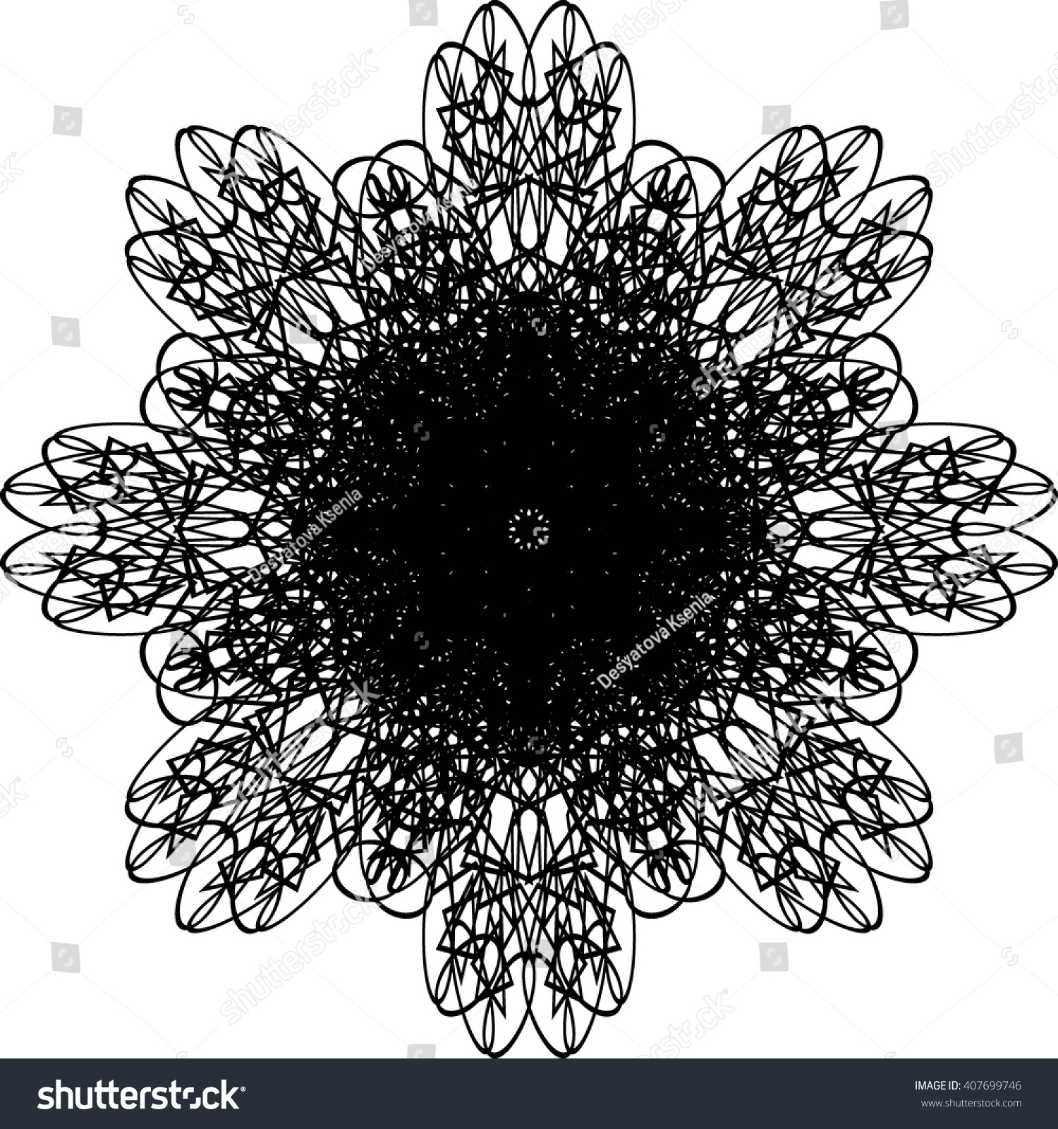 Round Black Outline Pattern White Background Stock Vector (Royalty Free