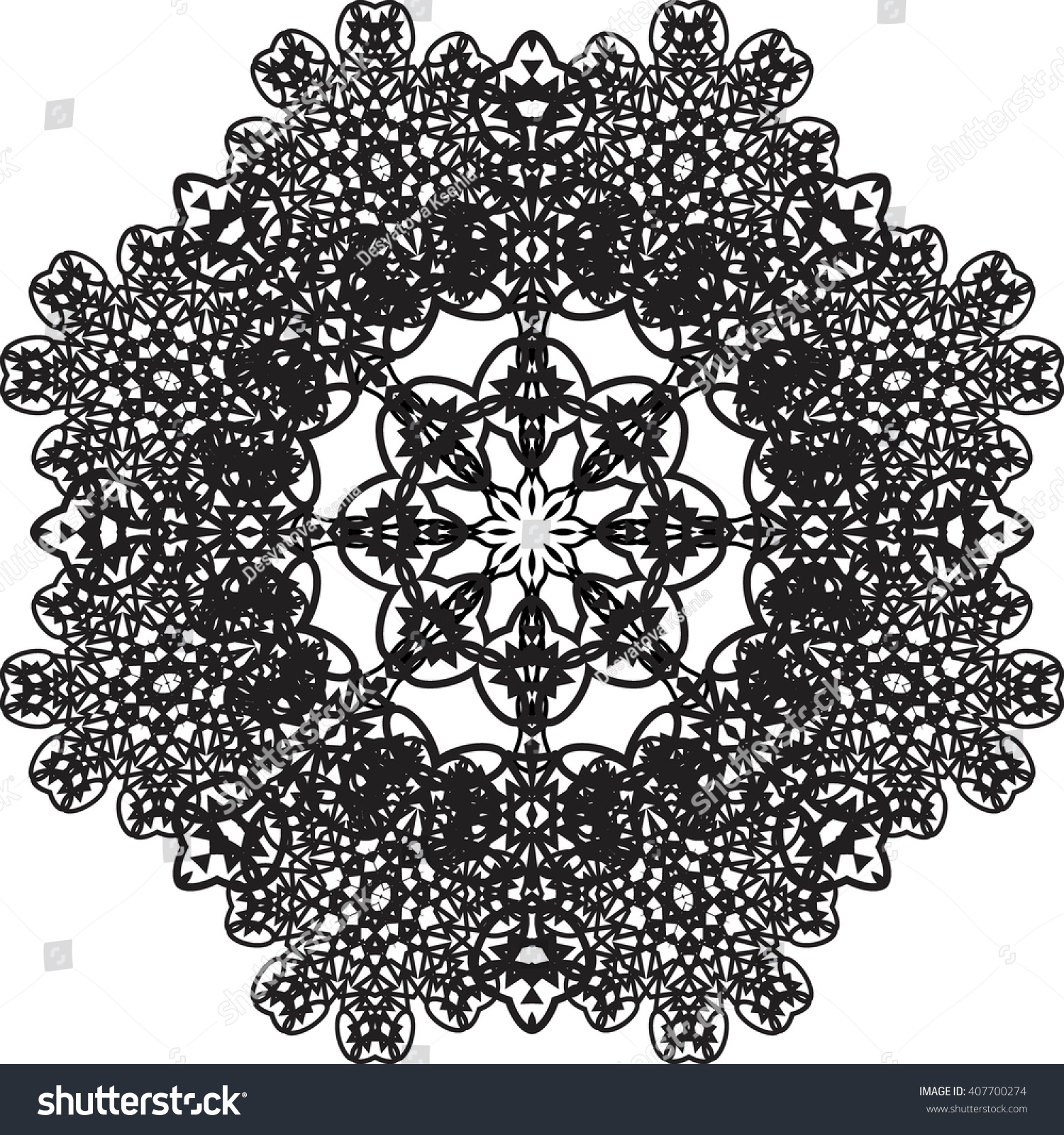 Round Black Outline Pattern White Background Stock Vector (Royalty Free ...