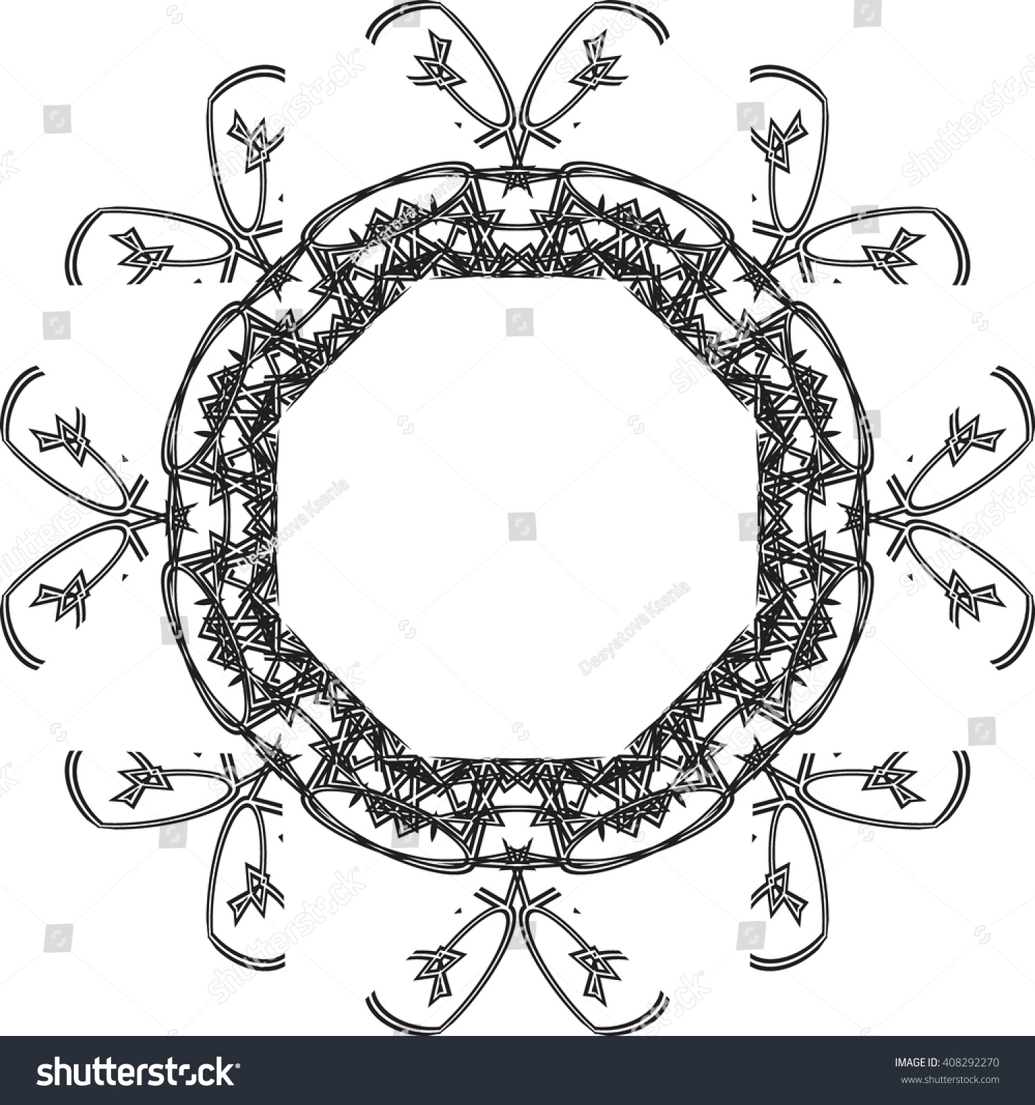 Round Black Outline Pattern White Background Stock Vector (Royalty Free ...