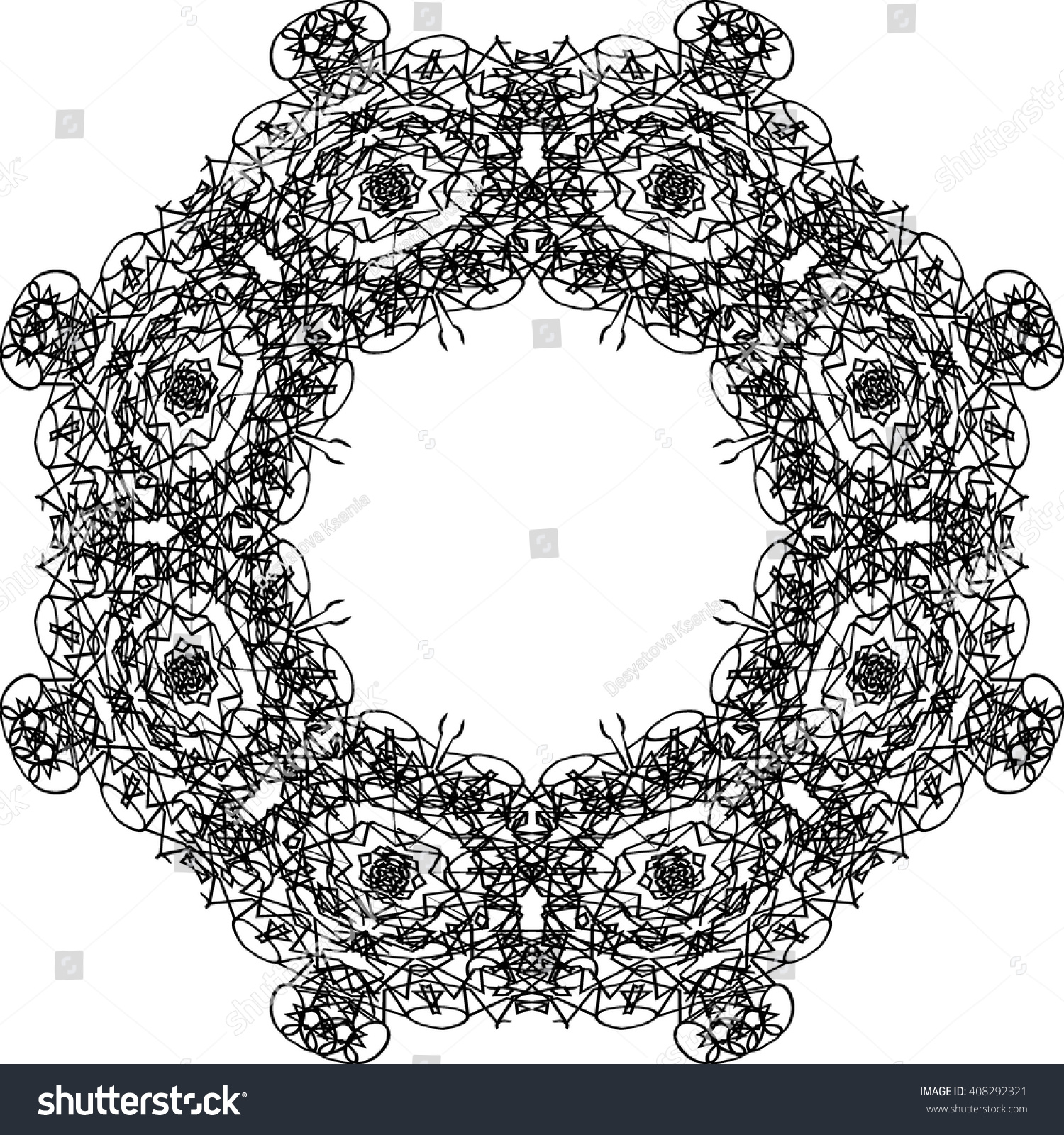 Round Black Outline Pattern White Background Stock Vector (Royalty Free ...