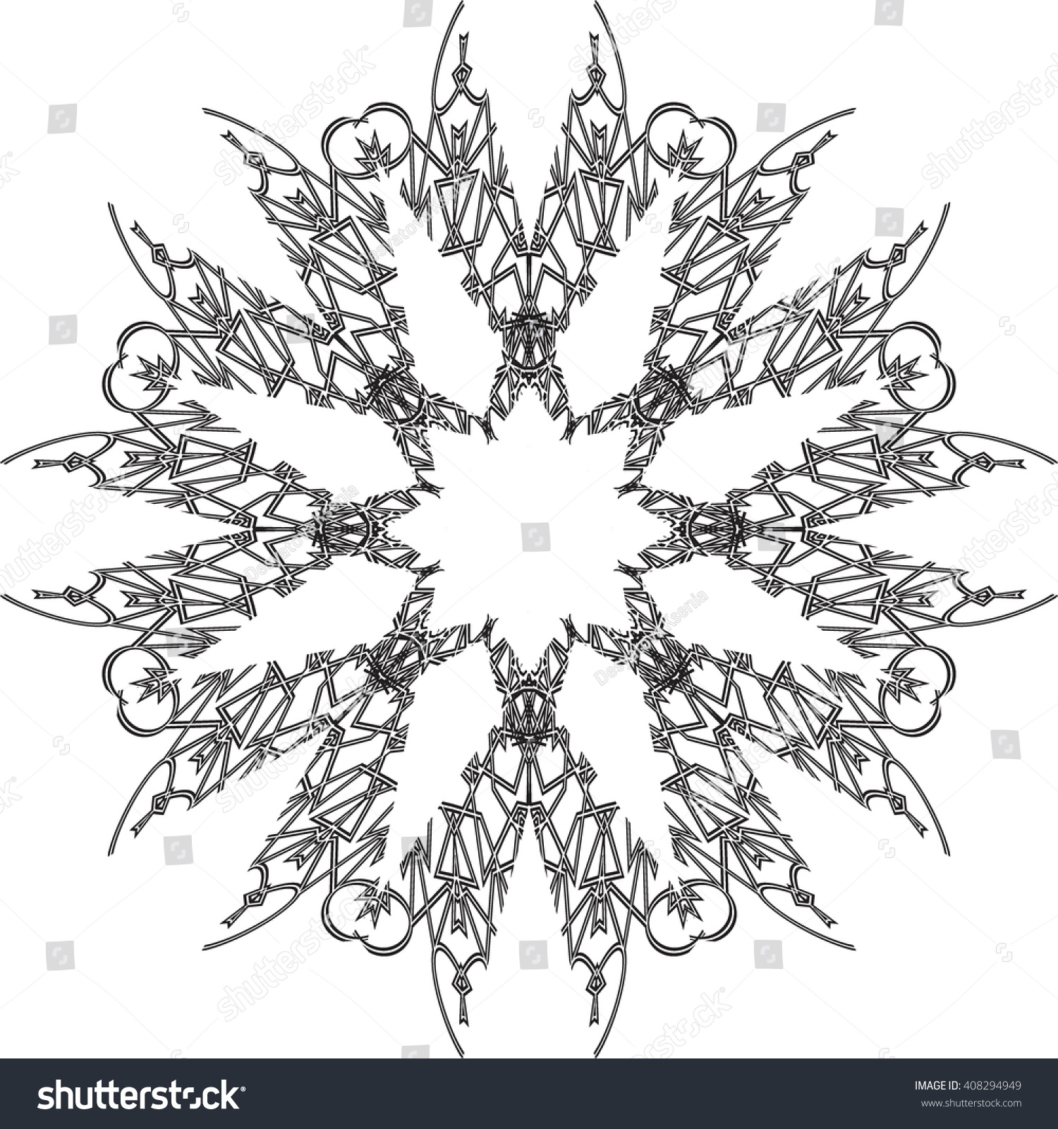 Round Black Outline Pattern White Background Stock Vector (Royalty Free ...